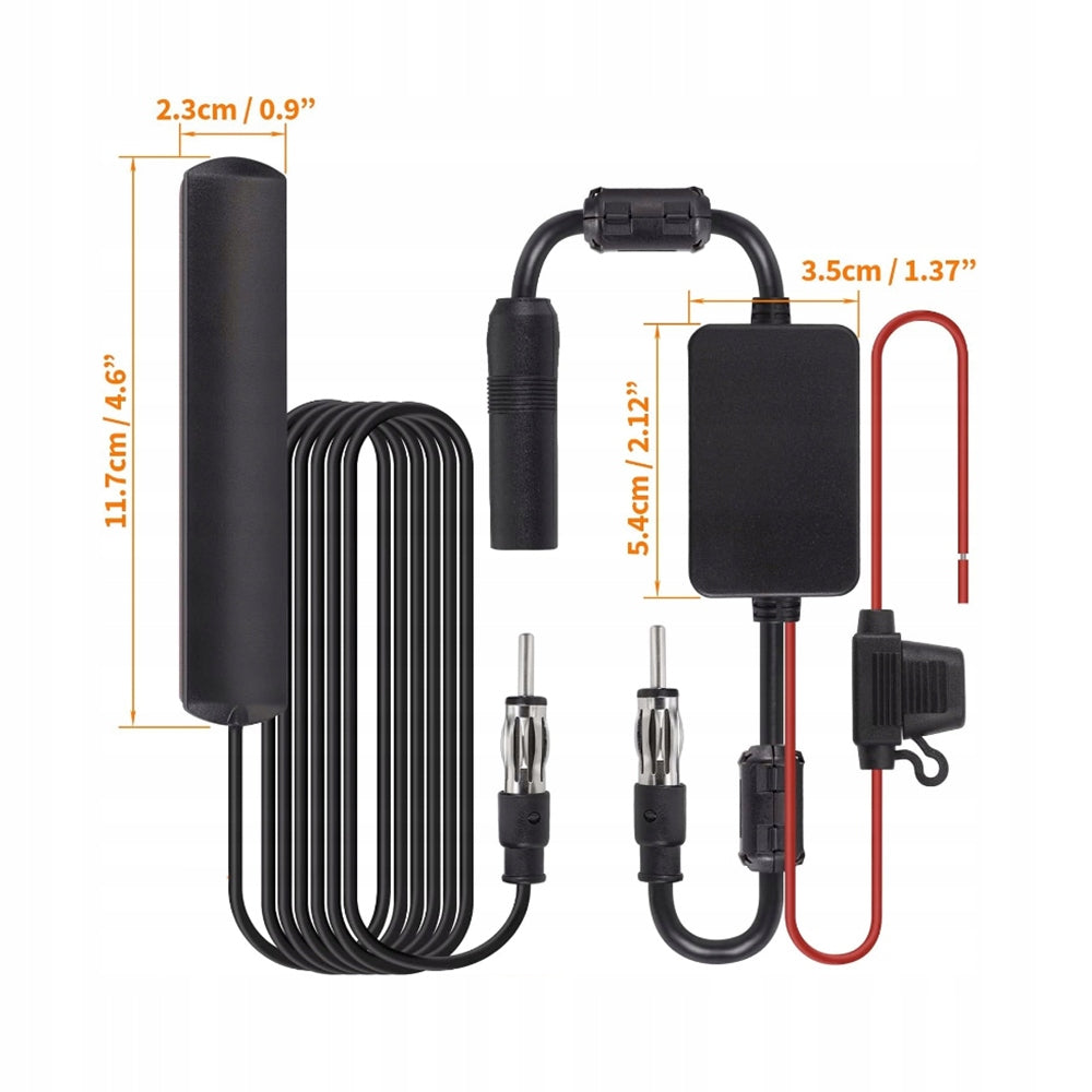 CAR RADIO SIGNAL ANTENNA AMPLIFIER AM FM 12V AUTO Packaging status original