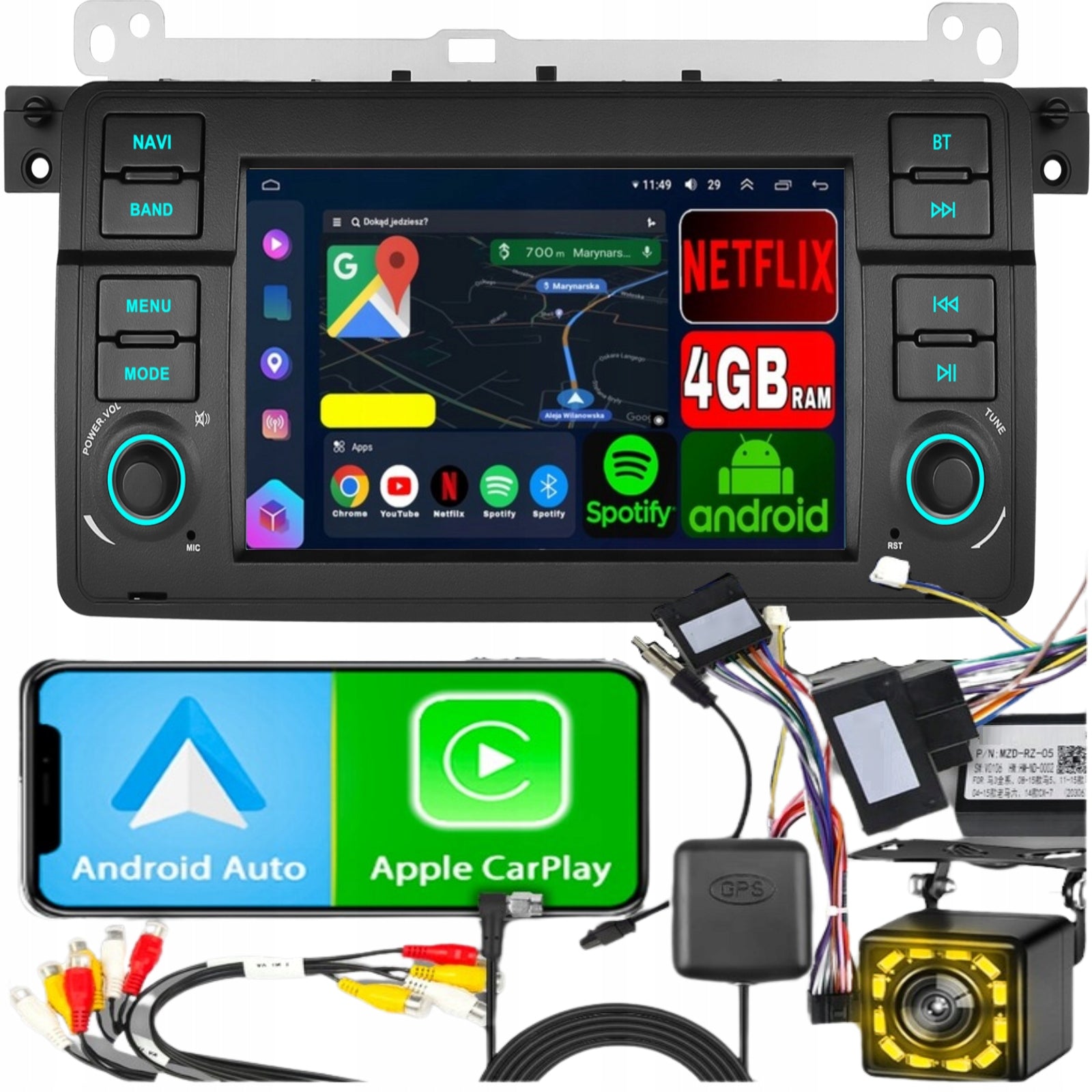 CAR RADIO for BMW E46 ANDROID GPS WIFI 4GB CARPLAY NAVIGATION RDS