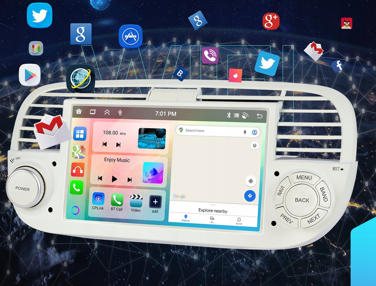 CAR RADIO for Fiat 500 2007-2015 WiFi CarPlay Android GPS FM 4GB RAM Manufacturer code Radio do Fiat 500 / 4GB RAM / Android
