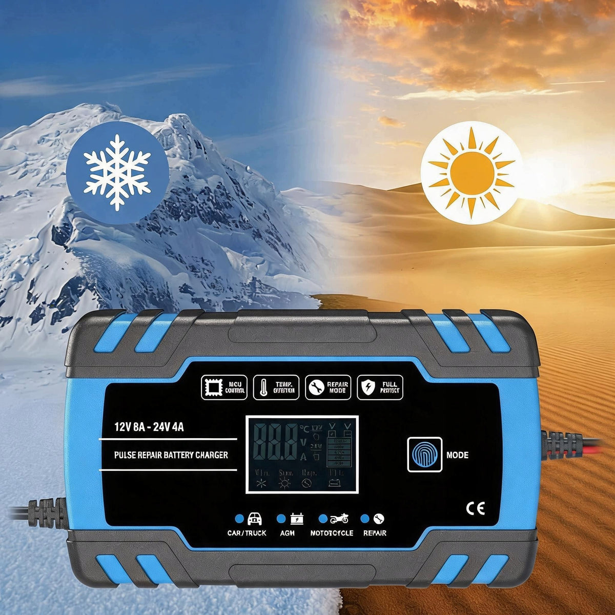 CAR RECTIFIER FOR TRACTORS AND WINCHES 2 CHARGING MODES LCD Manufacturer's catalog number Prostownik FOXSUR FAC-150