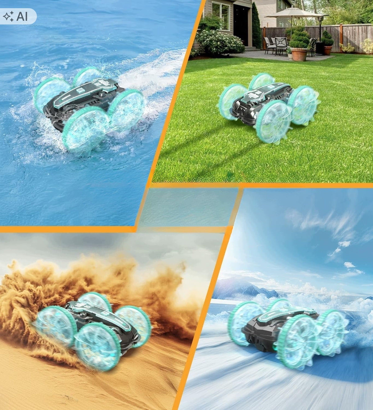 CAR REMOTE CONTROLLED RC GESTURES AMPHIBIA 4x4 360° FLOATING 2 REMOTE CONTROLS Packaging status original