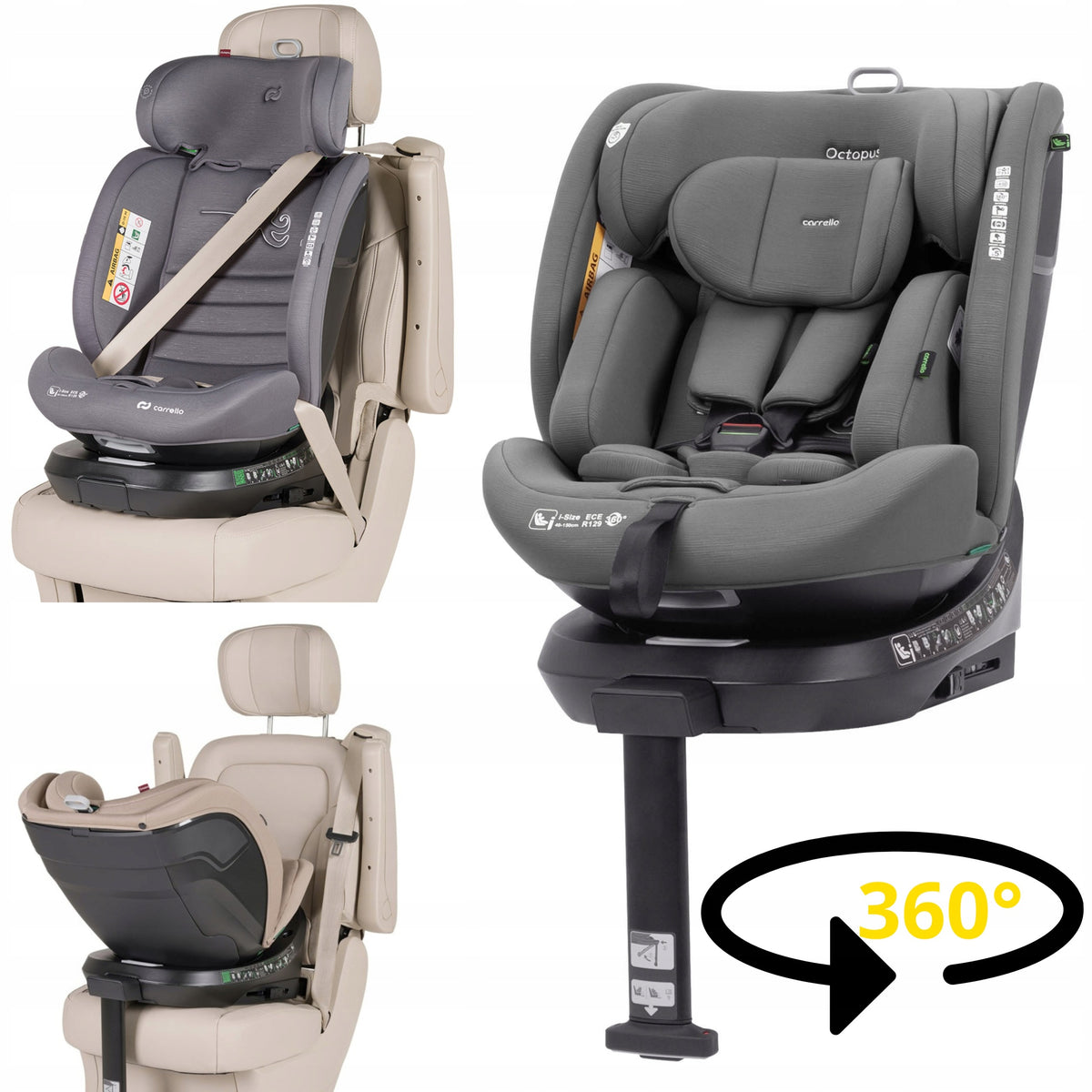 CAR SEAT CARRELLO OCTOPUS I-SIZE 40-150cm 360° Seashell Grey