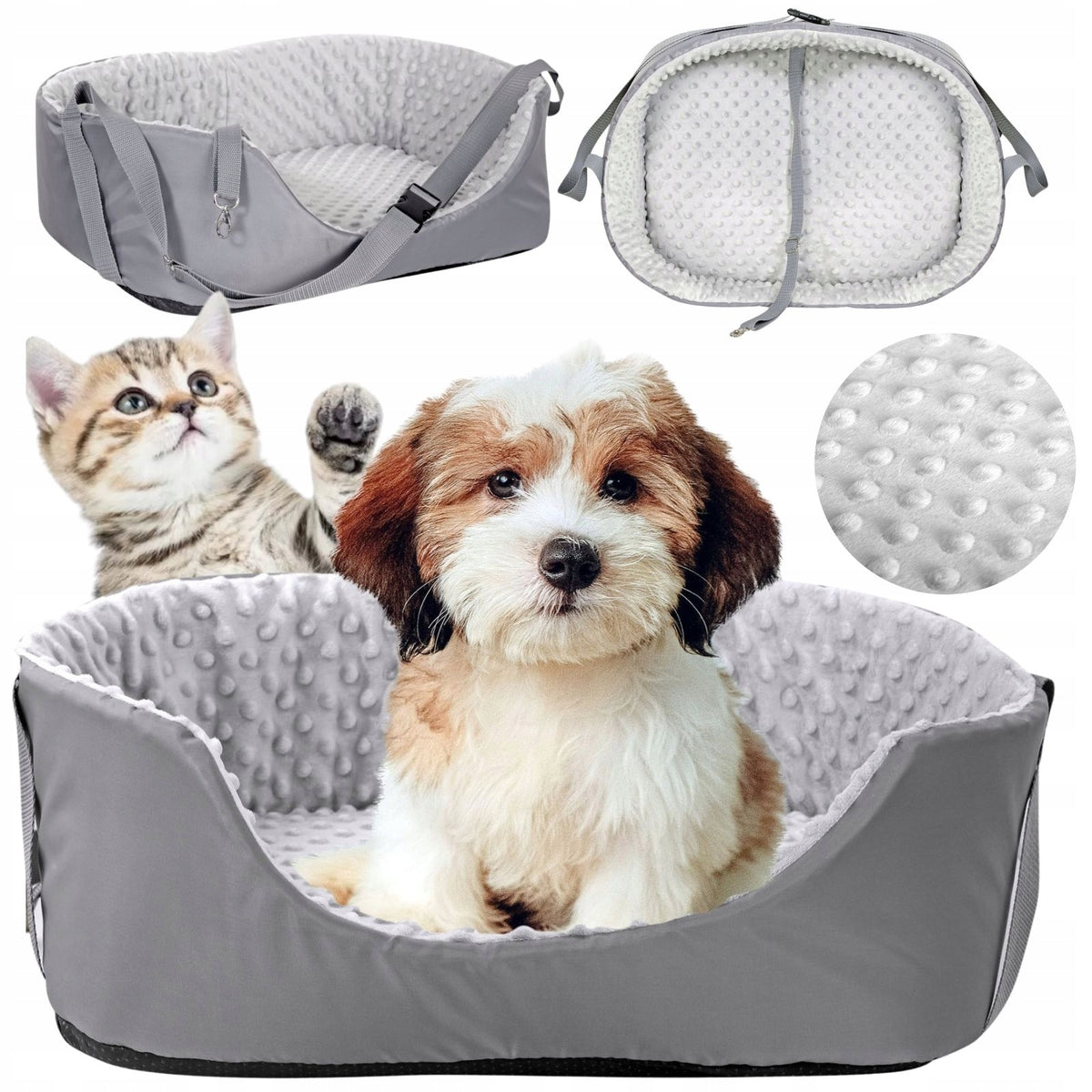 CAR SEAT FOR DOG TRANSPORTER FOR CAR 50x40cm MINKY