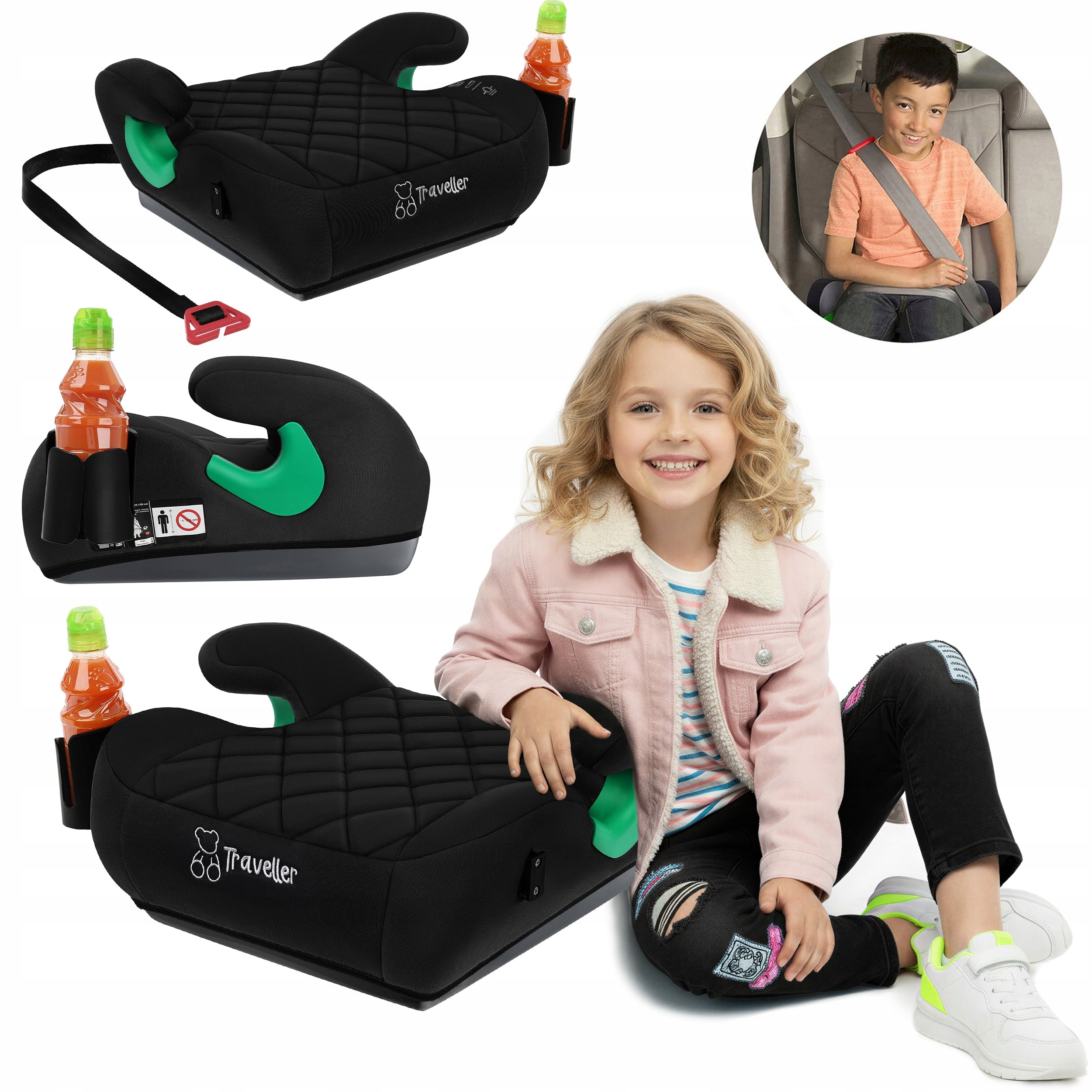 CAR SEAT PAD SEAT BLACK QUILTED R129 125-150 CM