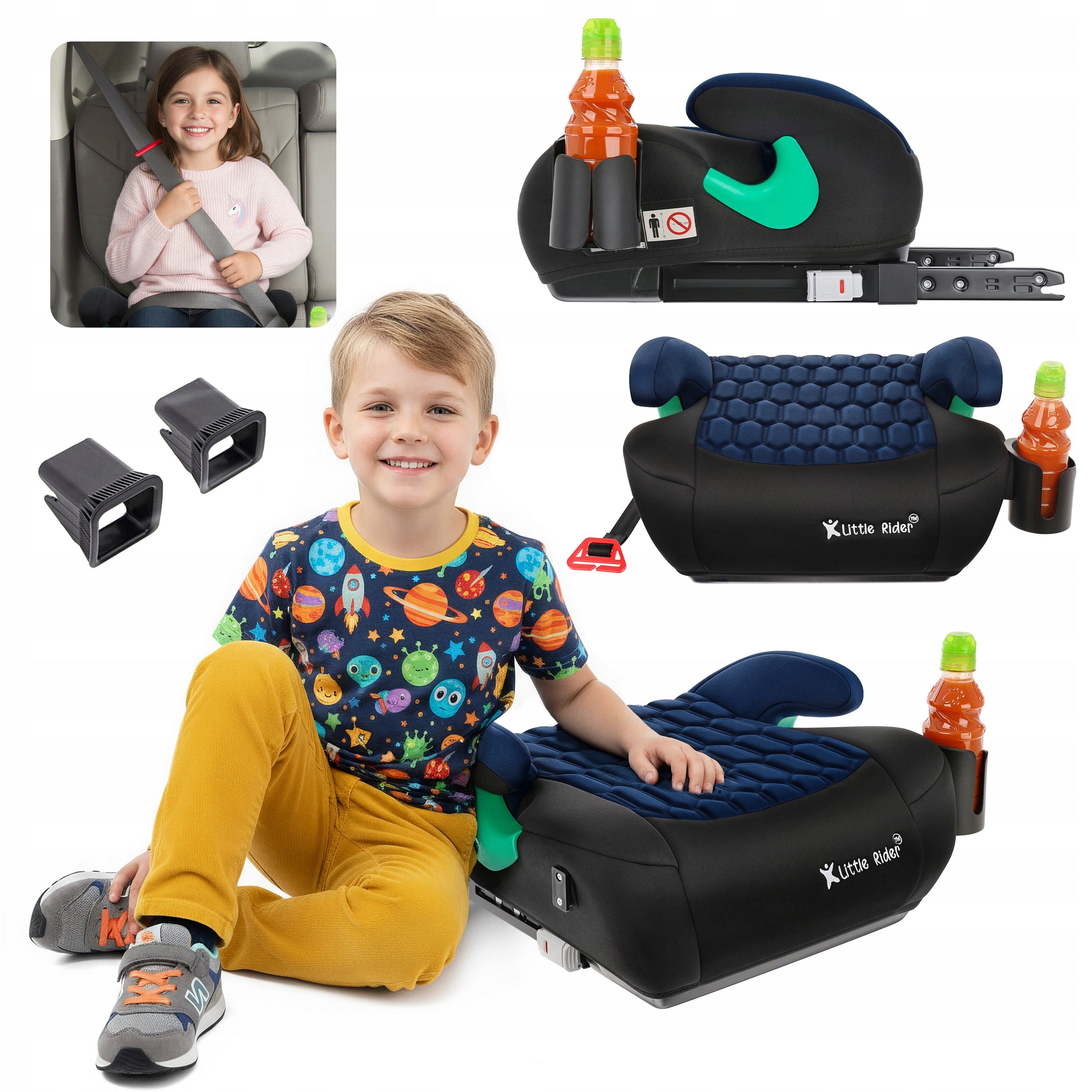 CAR SEAT PAD SEAT WITH ISOFIX BLACK-BLUE R129