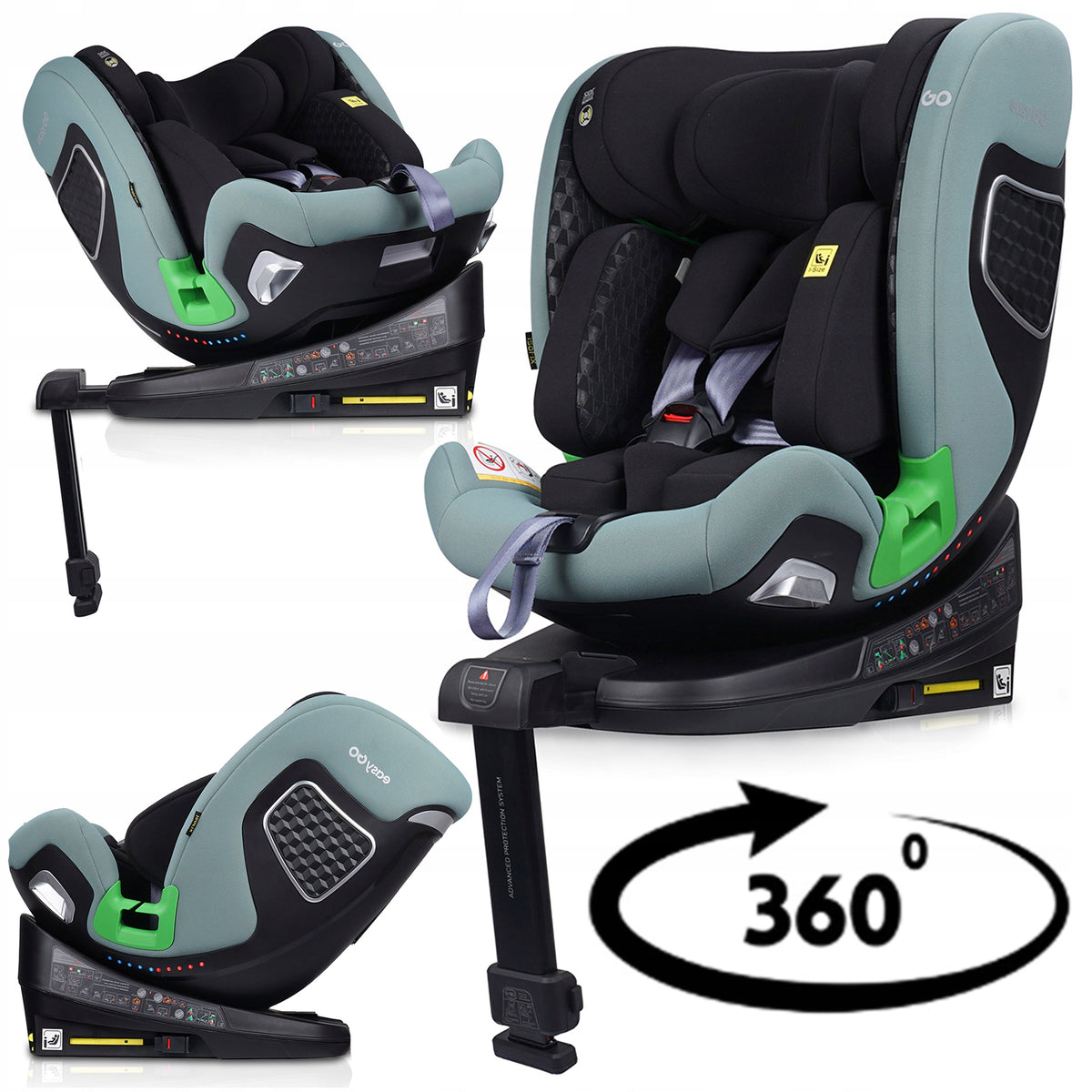 CAR SEAT i-SIZE ISOFIX ROTATING PLATFORM 360° RWF 15x ADJUSTMENT