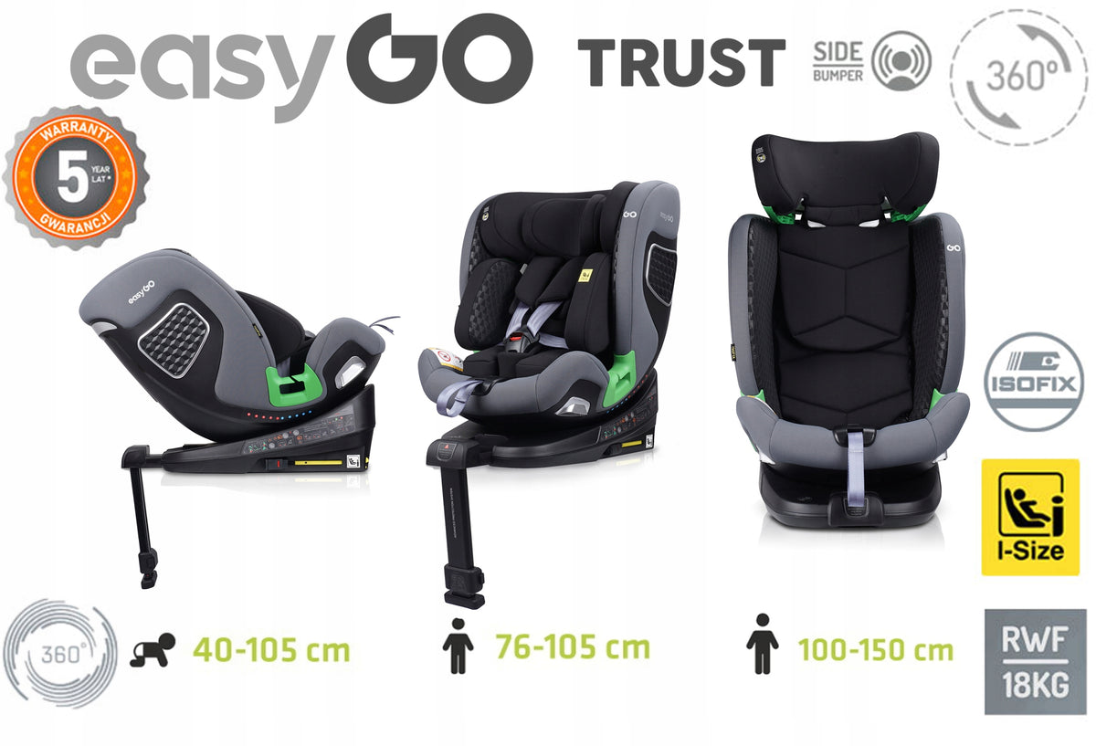 CAR SEAT i-SIZE ISOFIX SWIVEL PLATFORM RWF 40-150 CM 0-36 KG Brand Easy Go