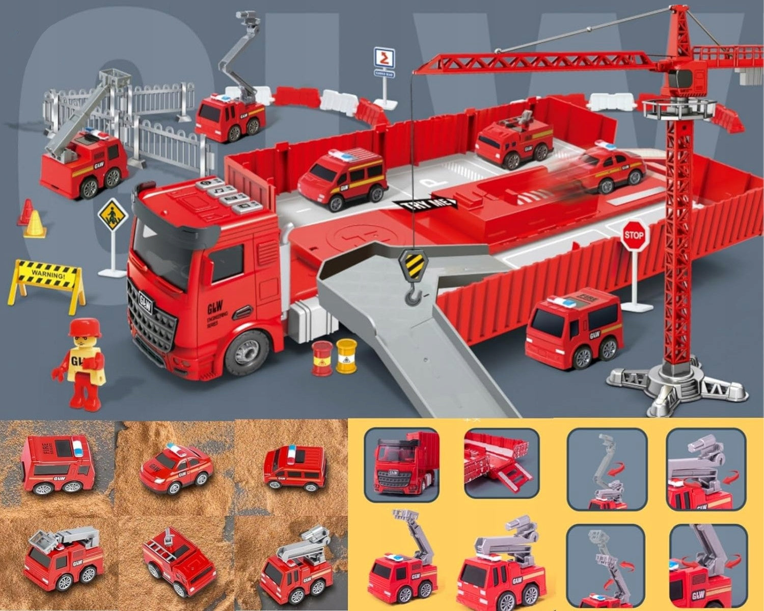 CAR TIR TOW TRUCK FIRE BRIGADE AUTO TRUCK CRANE FIRE TRUCK SIGNS EAN (GTIN) 5903357601478