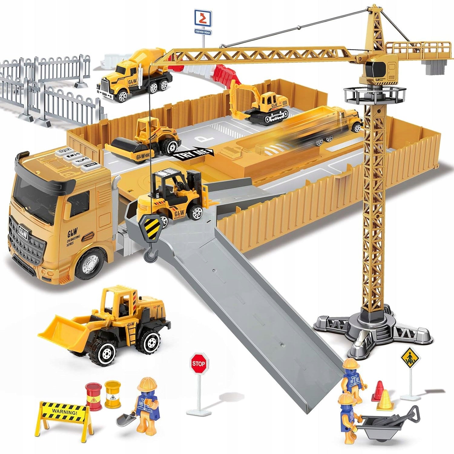 CAR TIR TOW TRUCK RESORAKI AUTO TRUCK CRANE EXCAVATOR CONCRETE MIXER SIGNS Manufacturer code Tir laweta Zestaw budowlany Plac budowy
