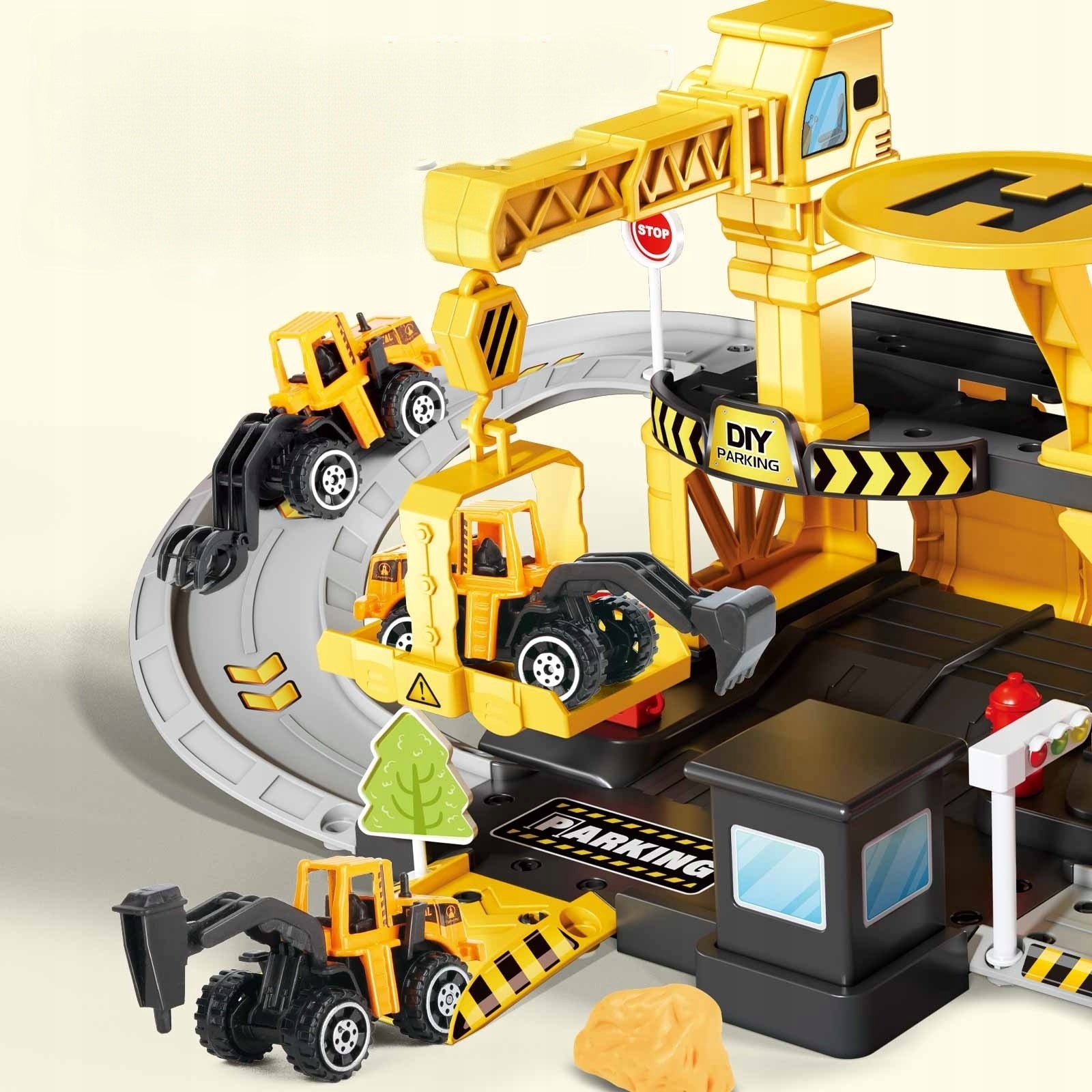 CAR TRACK PARKING CRANE CONSTRUCTION VEHICLES HELICOPTER FOR GIFT Packaging status original