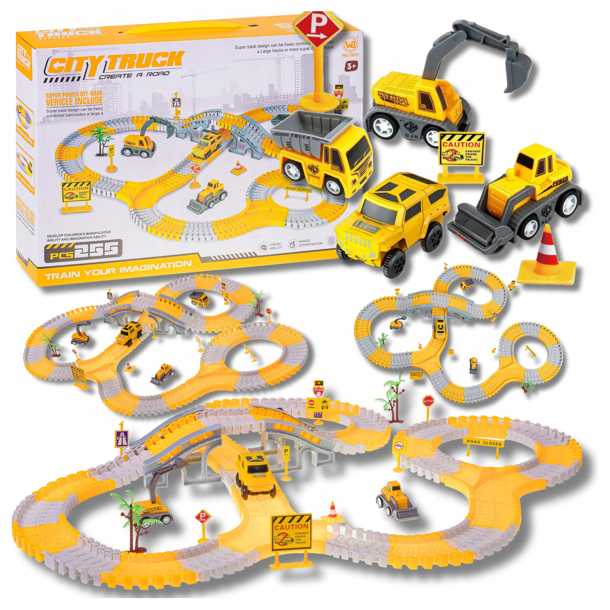 CAR TRACK RACING CONSTRUCTION SITE 255 EL CARS BRIDGE SIGNS 3+