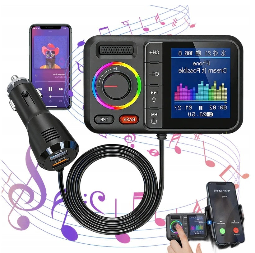 CAR TRANSMITTER BLUETOOTH MP3 PLAYER CHARGER QC 3.0 BIG SCREEN