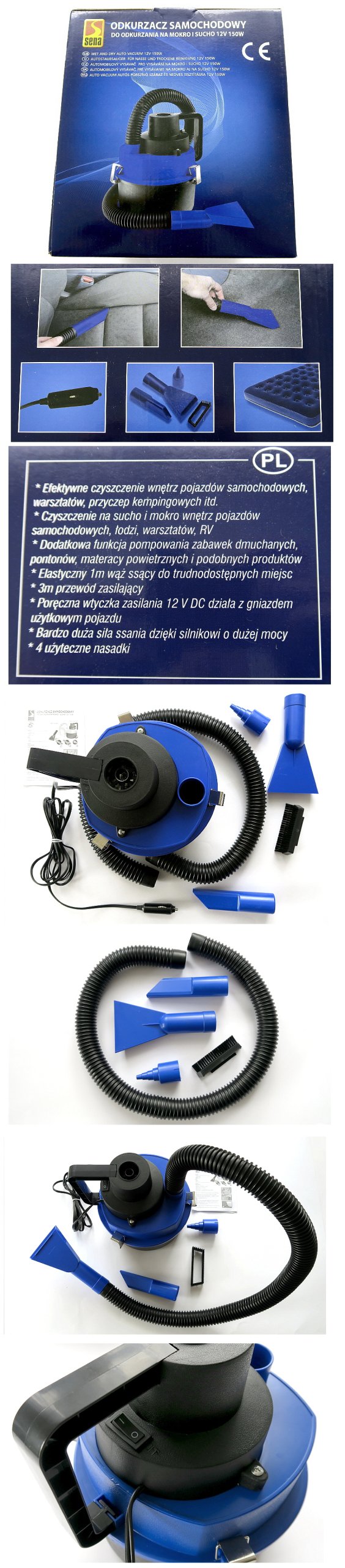 CAR VACUUM CLEANER 150W WATER BAGLESS POWERFUL + 10 PADS -Polish EAN (GTIN) 5901299005538