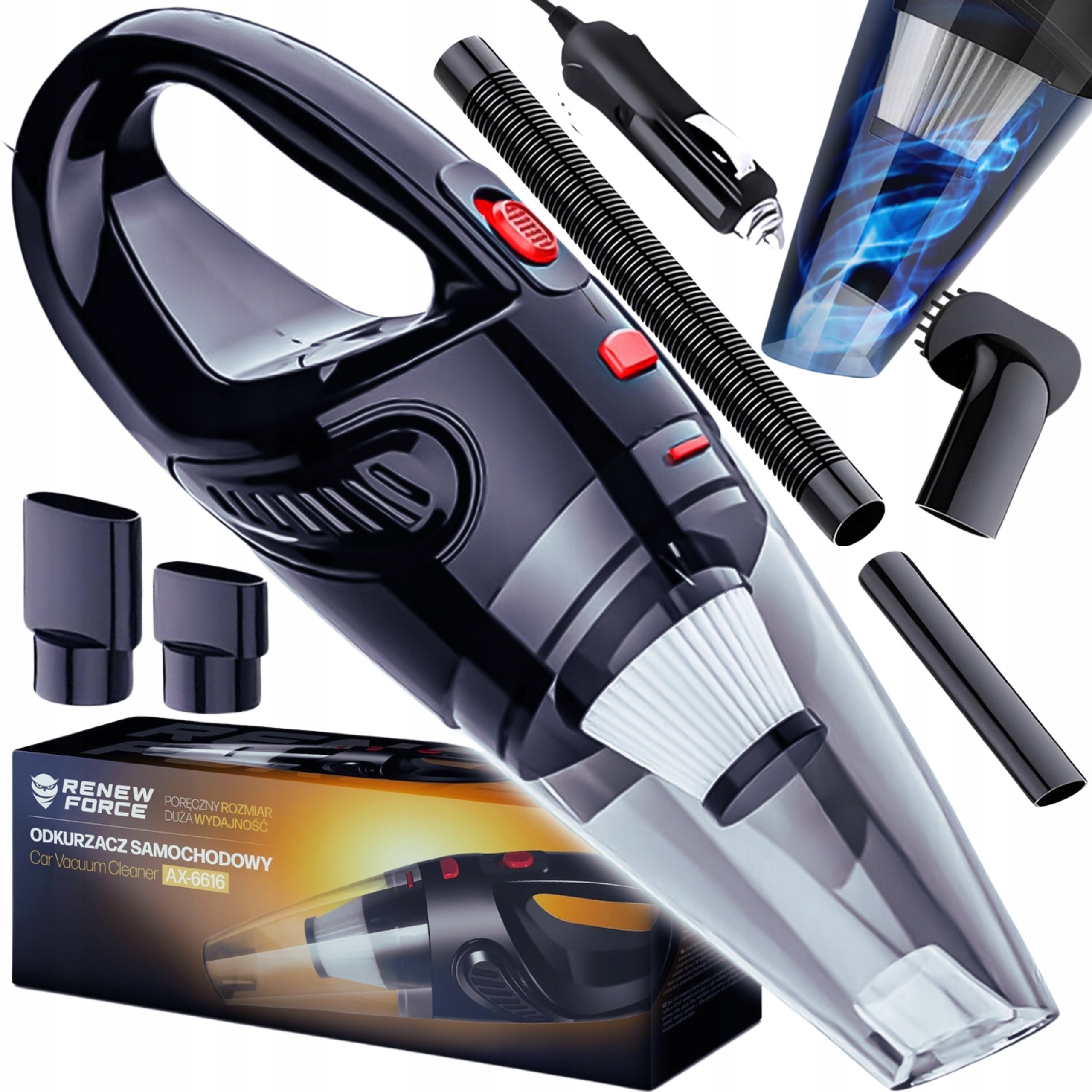 CAR VACUUM CLEANER HANDHELD POWERFUL 120W 3,5M SET XL TIPS FILTER HEPA