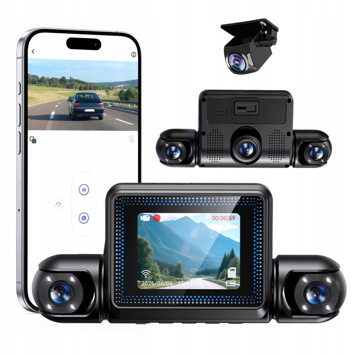 CAR VIDEO RECORDER CAR CAMERA FRONT REAR CENTER 360° HD