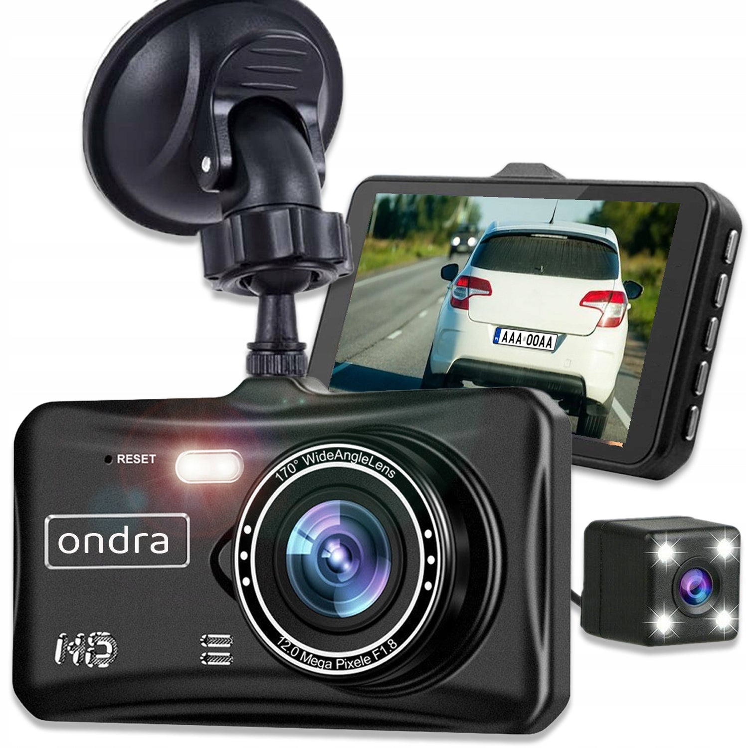 CAR VIDEO RECORDER FRONT REAR CAR CAMERA Touch Menu PL