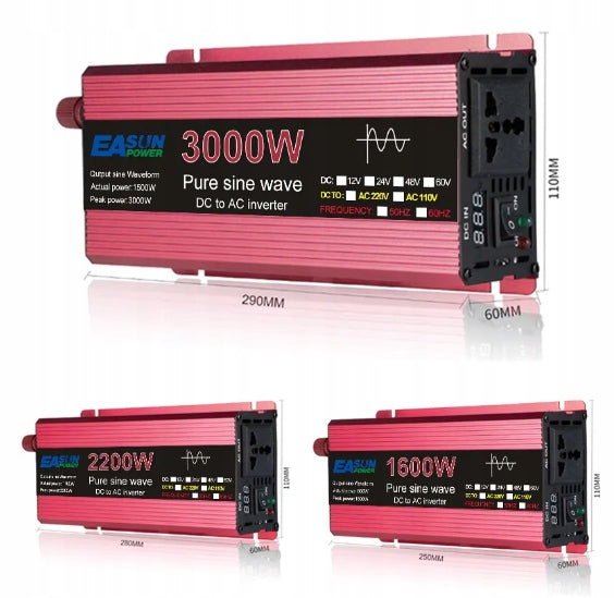 CAR VOLTAGE CONVERTER 12V TO 230V 3000W PURE SINE WAVE Packaging status original