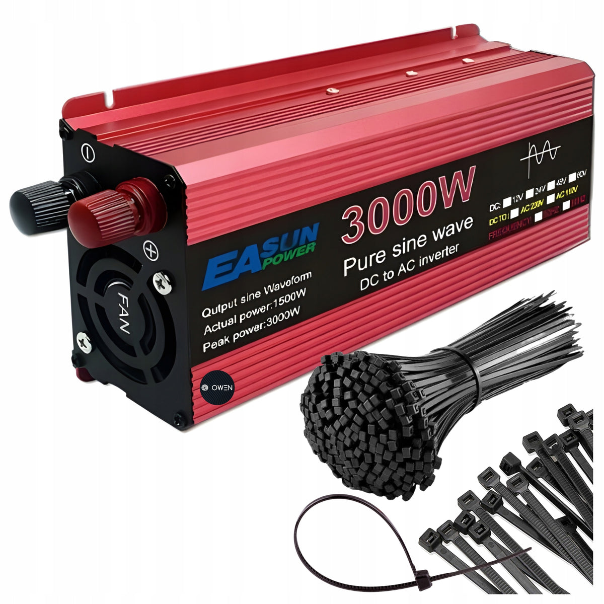 CAR VOLTAGE CONVERTER 12V TO 230V 3000W PURE SINE WAVE