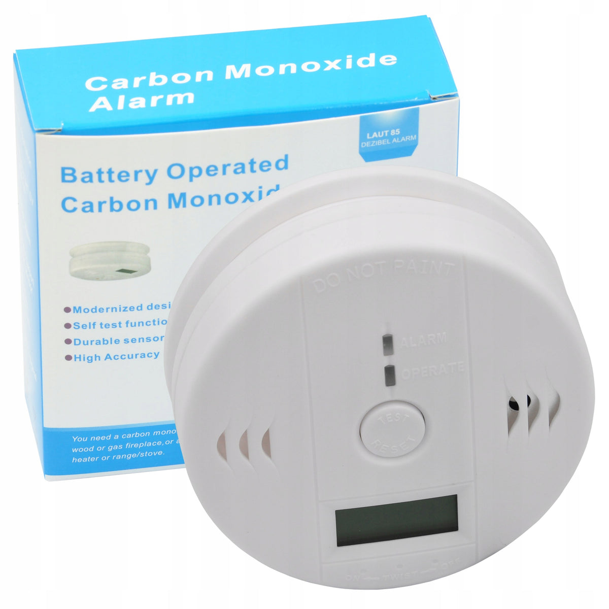 CARBON MONOXIDE SENSOR CO DETECTOR LCD ALARM SENSITIVE - 2 pcs. Manufacturer code CZUJNIK-CO