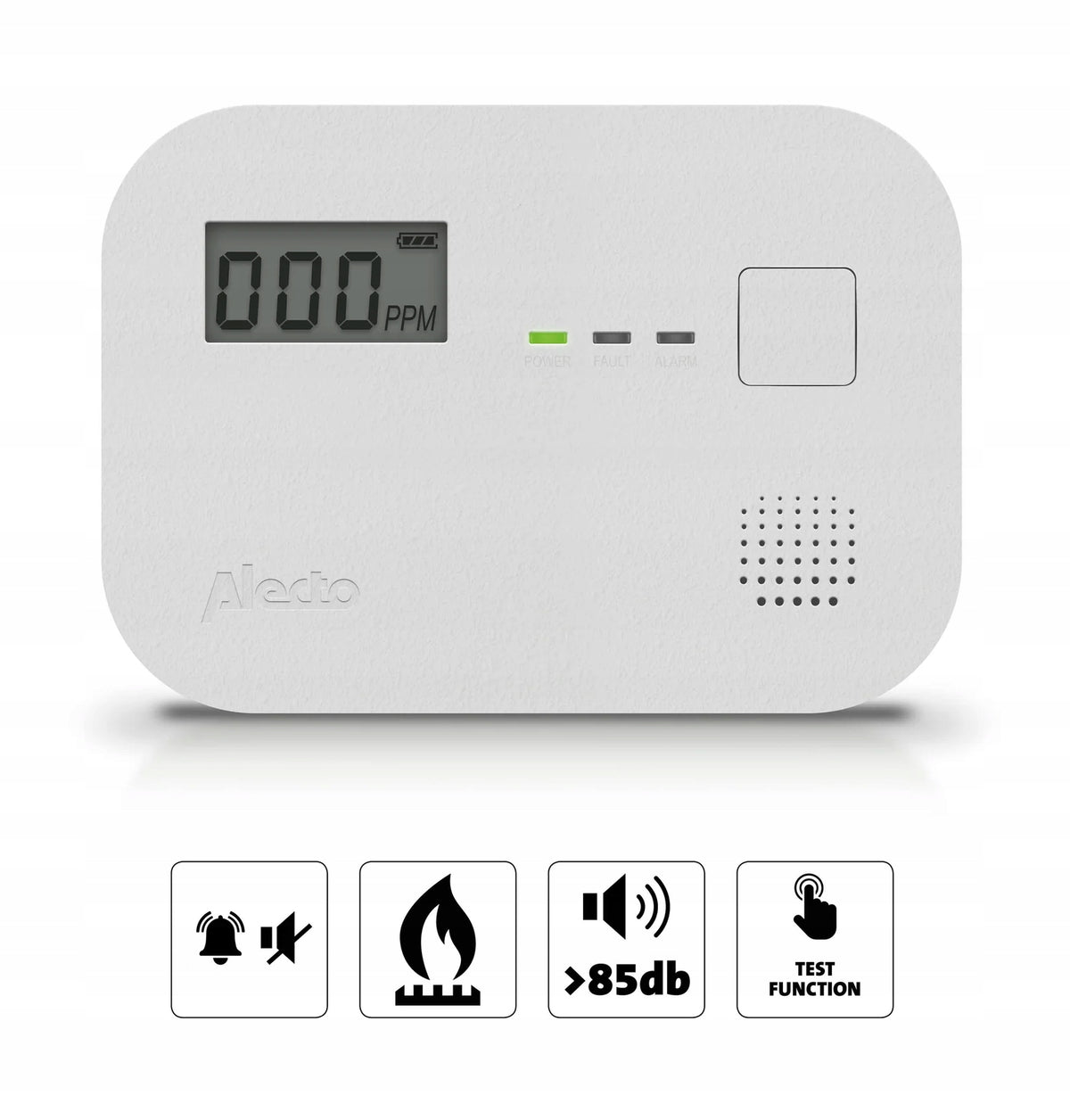 CARBON MONOXIDE SENSOR CO WITH DISPLAY ALARM 85DB 10YEARS BATTERIES TEST