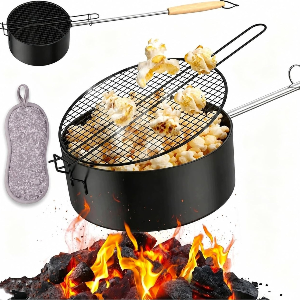 CARBON STEEL FOLDING FIRE PIT POPCORN MACHINE WITHOUT ZD CURRENT