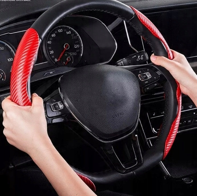 CARBON STEERING WHEEL COVER RED GIFT TUNING Manufacturer no brand