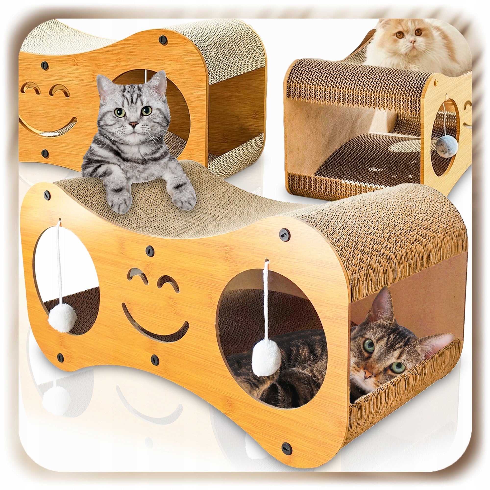 CARDBOARD HOUSE BOOTH CAT SCRATCHER SCRATCHING CARDBOARD BED WITH BALL EAN (GTIN) 5906601629488