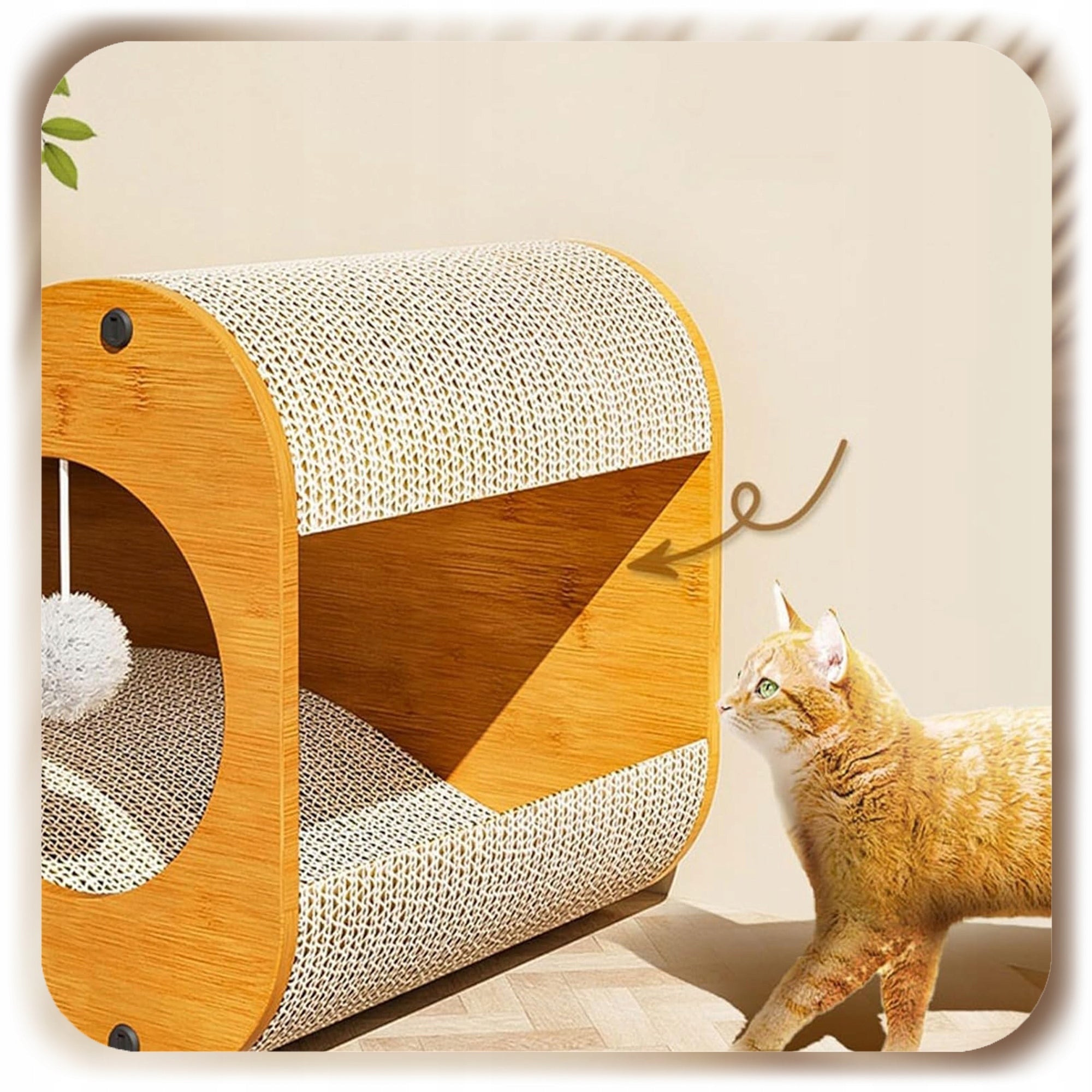 CARDBOARD HOUSE BOOTH CAT SCRATCHER SCRATCHING CARDBOARD BED WITH BALL Kind small scratching post wave bed scratching post