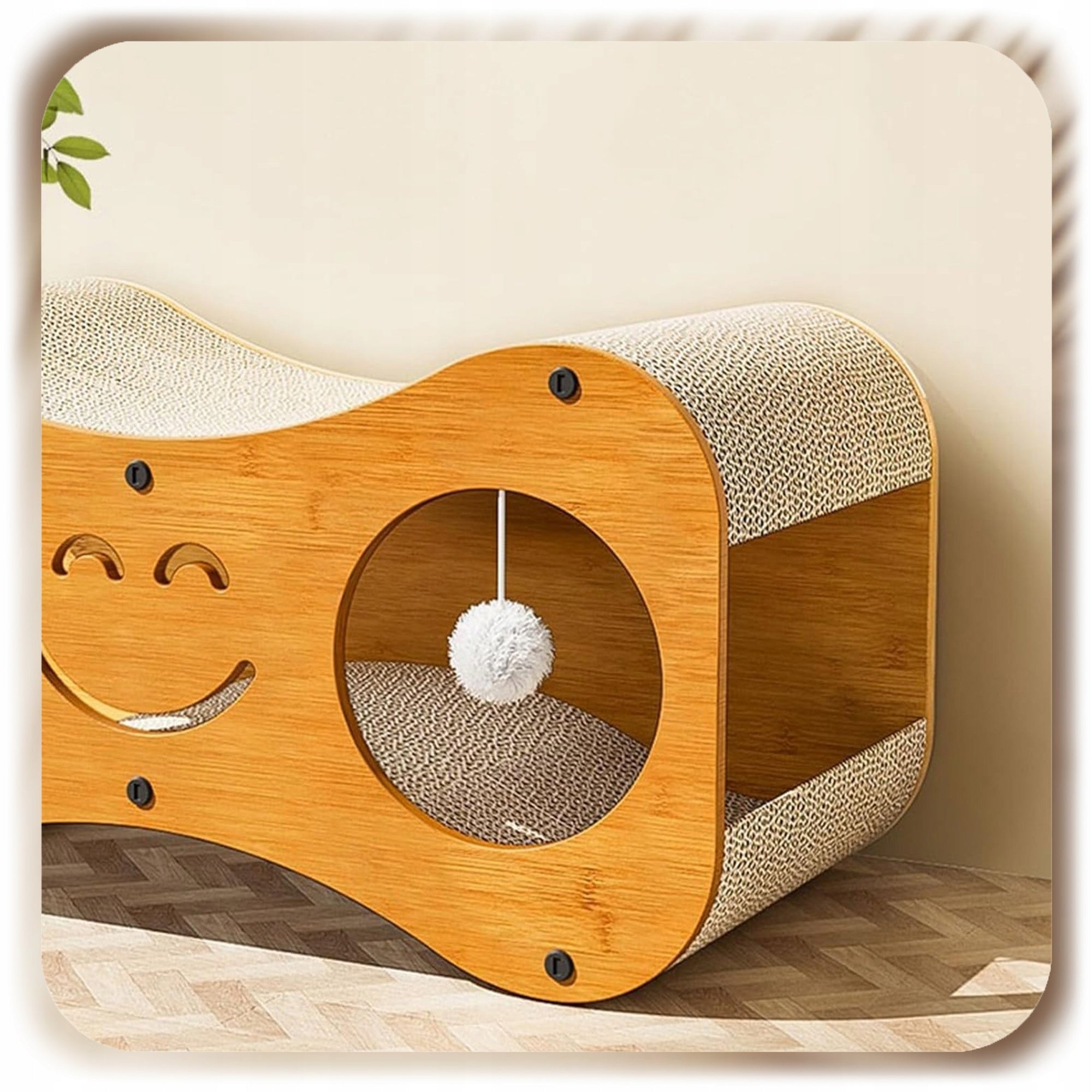 CARDBOARD HOUSE BOOTH CAT SCRATCHER SCRATCHING CARDBOARD BED WITH BALL Trade name DRAPAK TEKTUROWY DLA KOTA DO DRAPANIA KARTONOWY DOMEK LEGOWISKO BUDKA TEKTURA FALISTA PIŁKI ZABAWKA