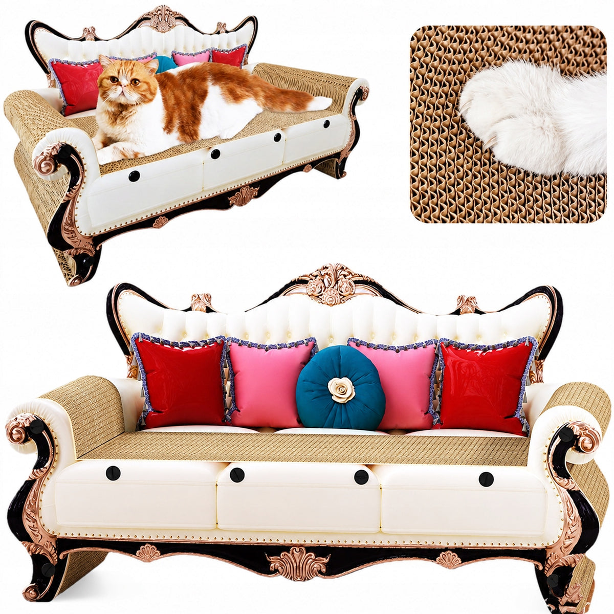 CARDBOARD SCRATCHER FOR CAT SOFA BED CARDBOARD SOFA DECKCHAIR 60x27x33 CM