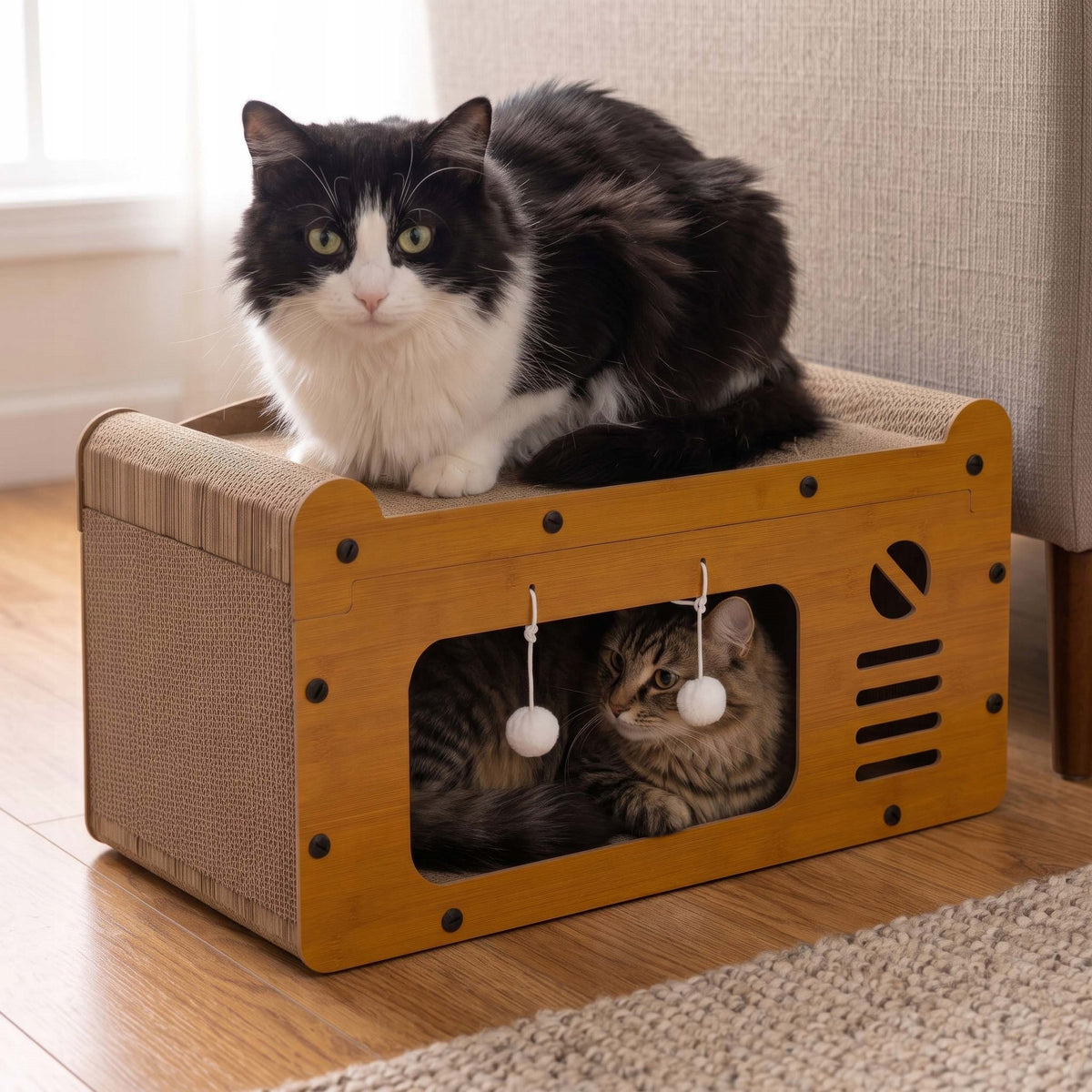 CARDBOARD SCRATCHING POST FOR CAT CARDBOARD BOOTH HOUSE TOY BOX 2 LEVELS Manufacturer code PA1092