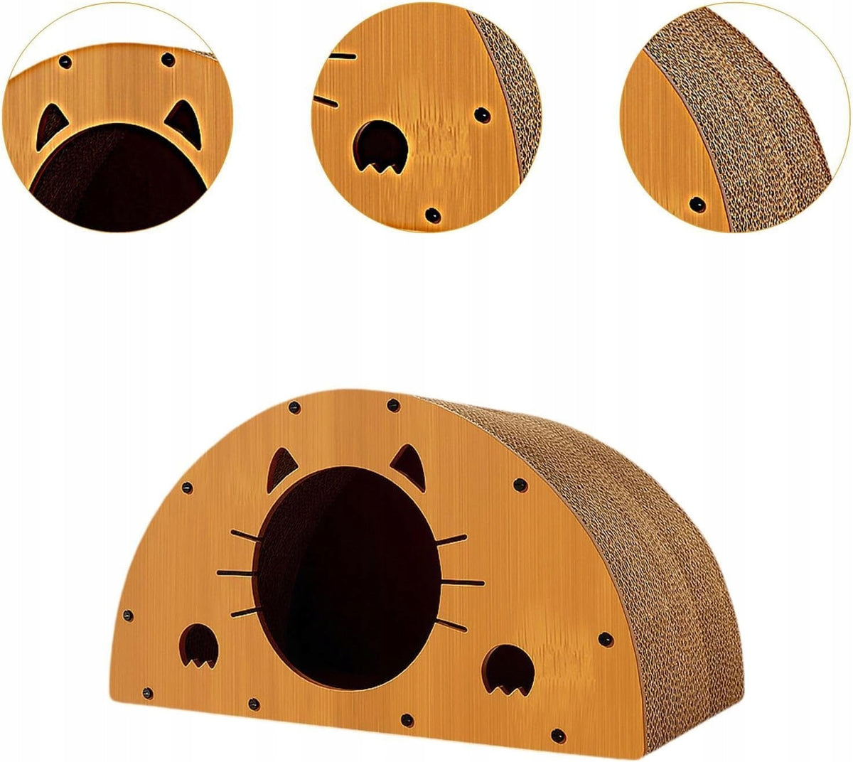 CARDBOARD SCRATCHING POST FOR CAT, HIDEOUT CARDBOARD HOUSE WITH BED Packaging status original