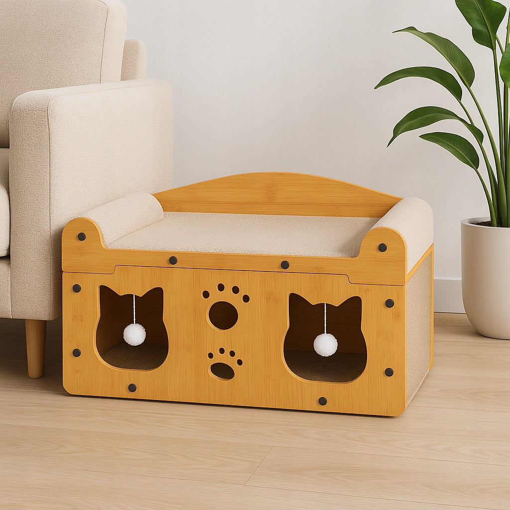 CARDBOARD SCRATCHING POST FOR CAT LARGE HOUSE CARDBOARD BED WITH TOY GLOBANI Manufacturer code DDK-01-A