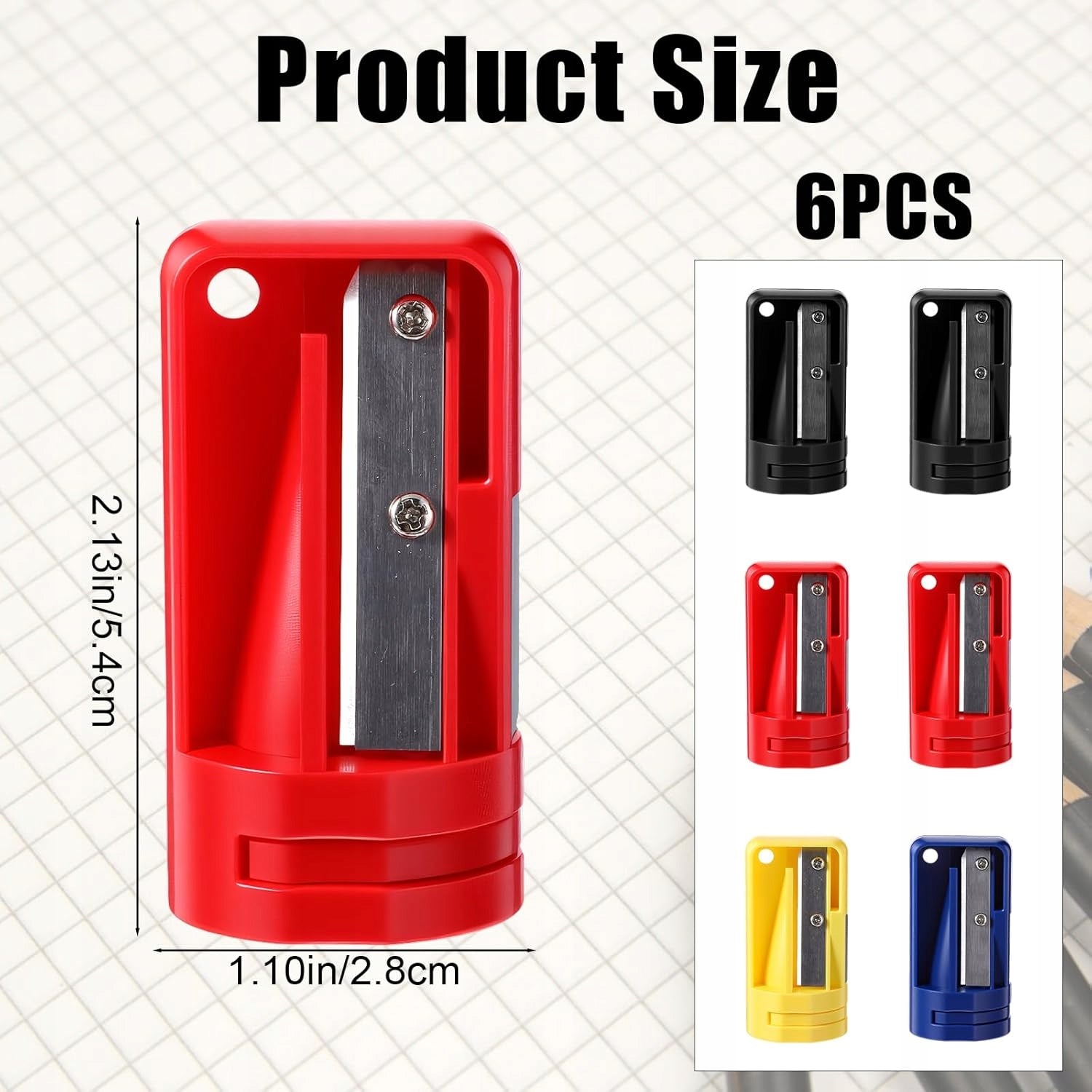 CARPENTRY PENCIL SHARPENER 6 PIECES HANDHELD DURABLE PORTABLE COLOR MIX SET Brand no brand