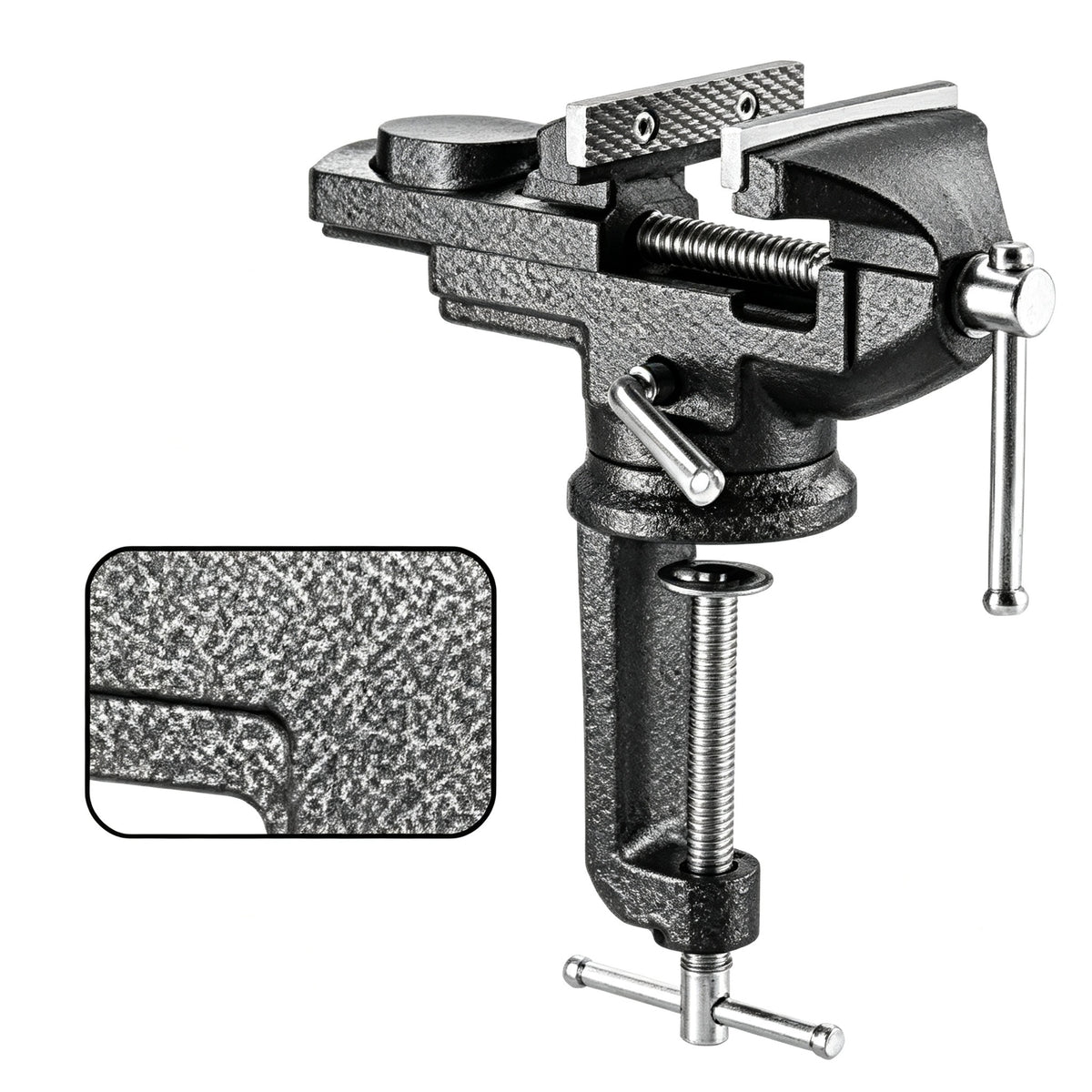 CARPENTRY VISE 70mm STEEL CAST ROTARY BASE 360° Manufacturer code THQ-70