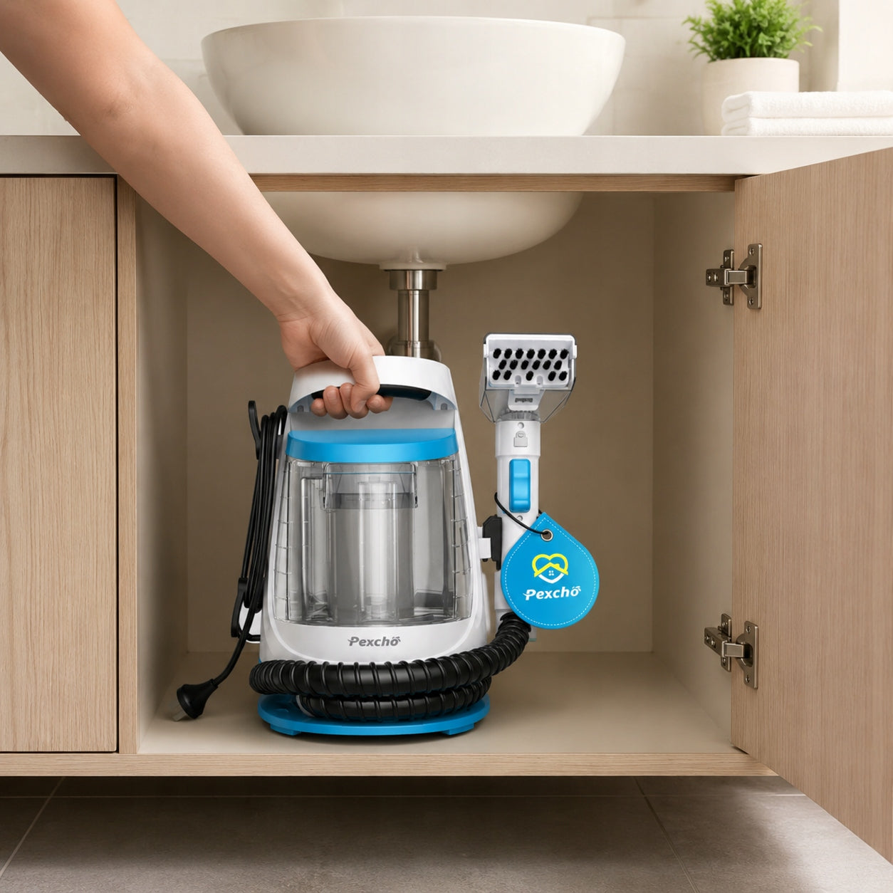 CARPET AND FURNITURE CLEANER 550W SUCTION 18KPA, TWO TANKS 1,2L Dust container volume 2.4 l