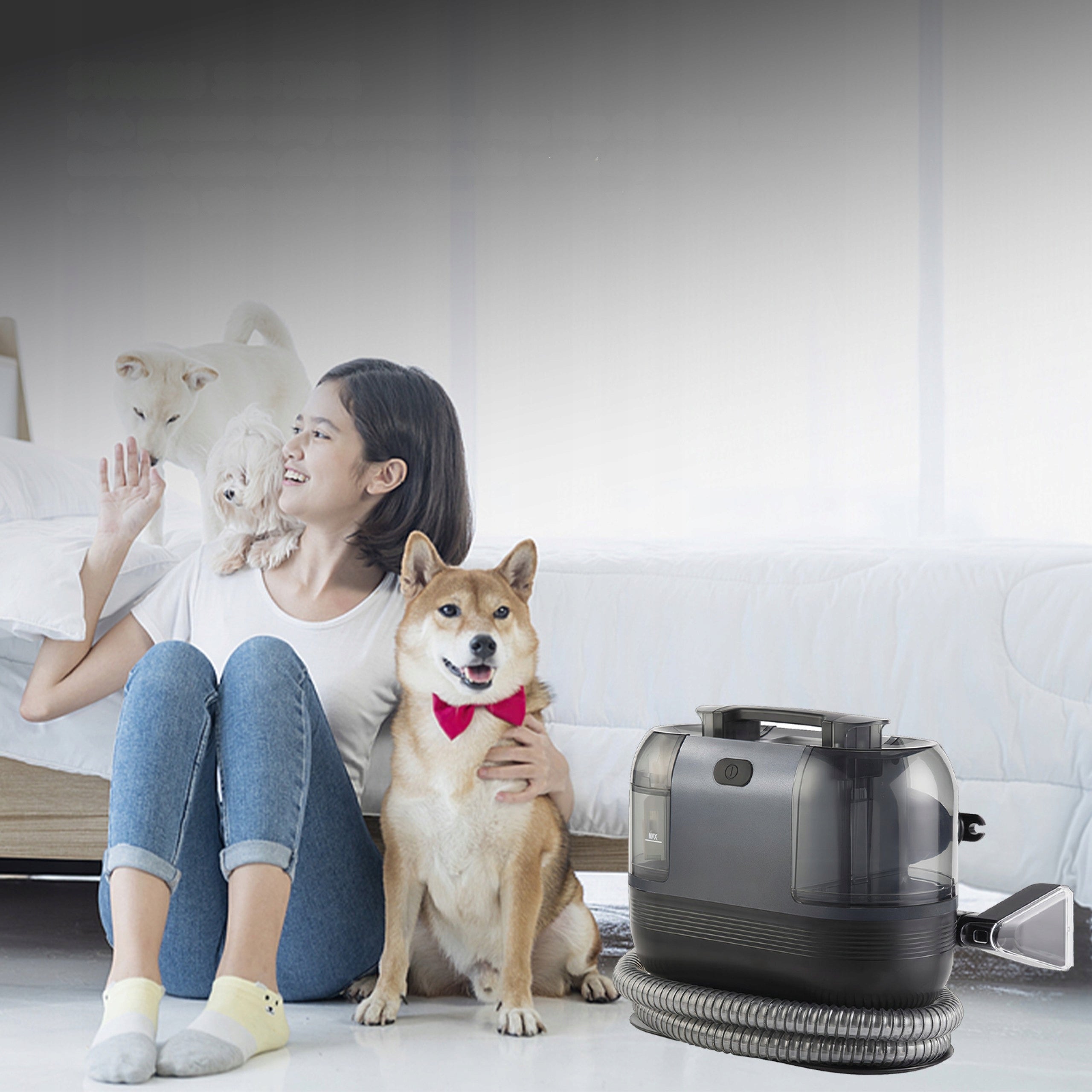 CARPET AND UPHOLSTERY WASHING VACUUM CLEANER – EFFECTIVE AGAINST STAINS AND HAIR Clean water tank capacity 1250 l