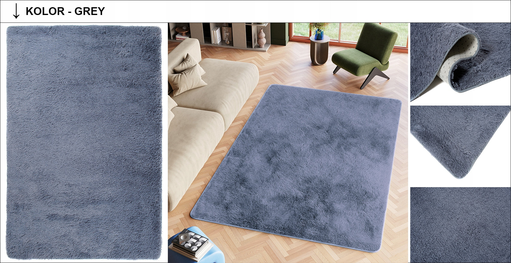CARPET PLUSH 120x170 FLUFFY FUR SOFT NICE THICK HIGH FASHIONABLE Manufacturer code DYWAN PLUSZOWY PUSZYSTY MIĘKKI GRUBY 35mm