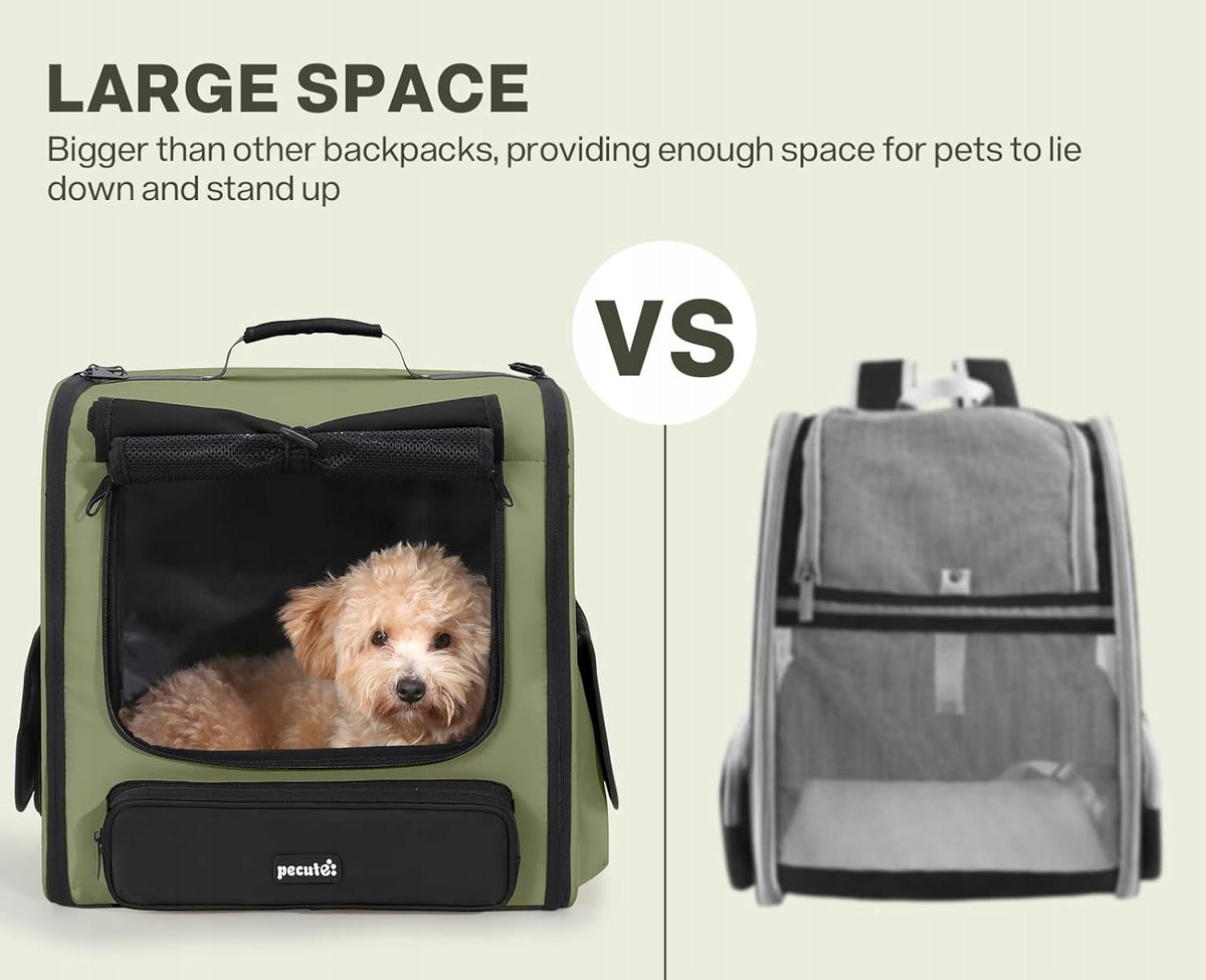 CARRIER BACKPACK PORTABLE FOR CAT DOG BREATHABLE GREEN Brand Pecute