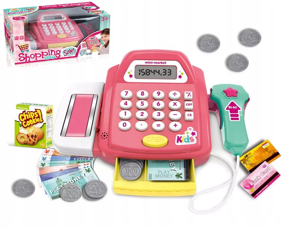 CASH REGISTER FISCAL SCANNER SOUND CALCULATOR COINS MONEY ACCESSORIES