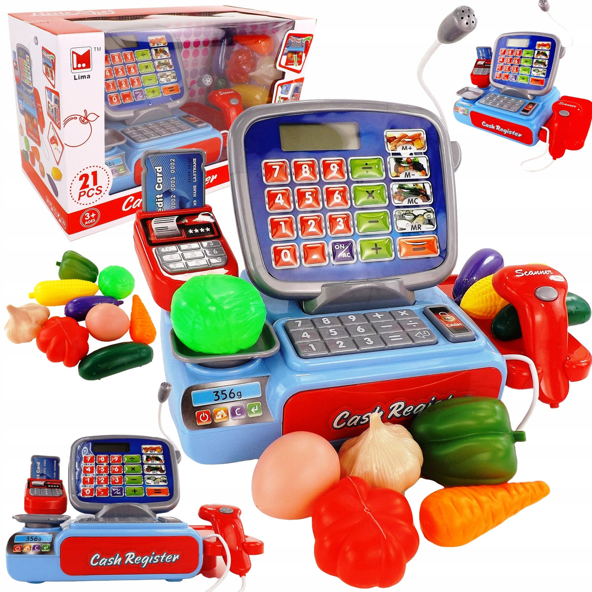 CASH REGISTER FOR CHILDREN Electronic Toy with Calculator Blue