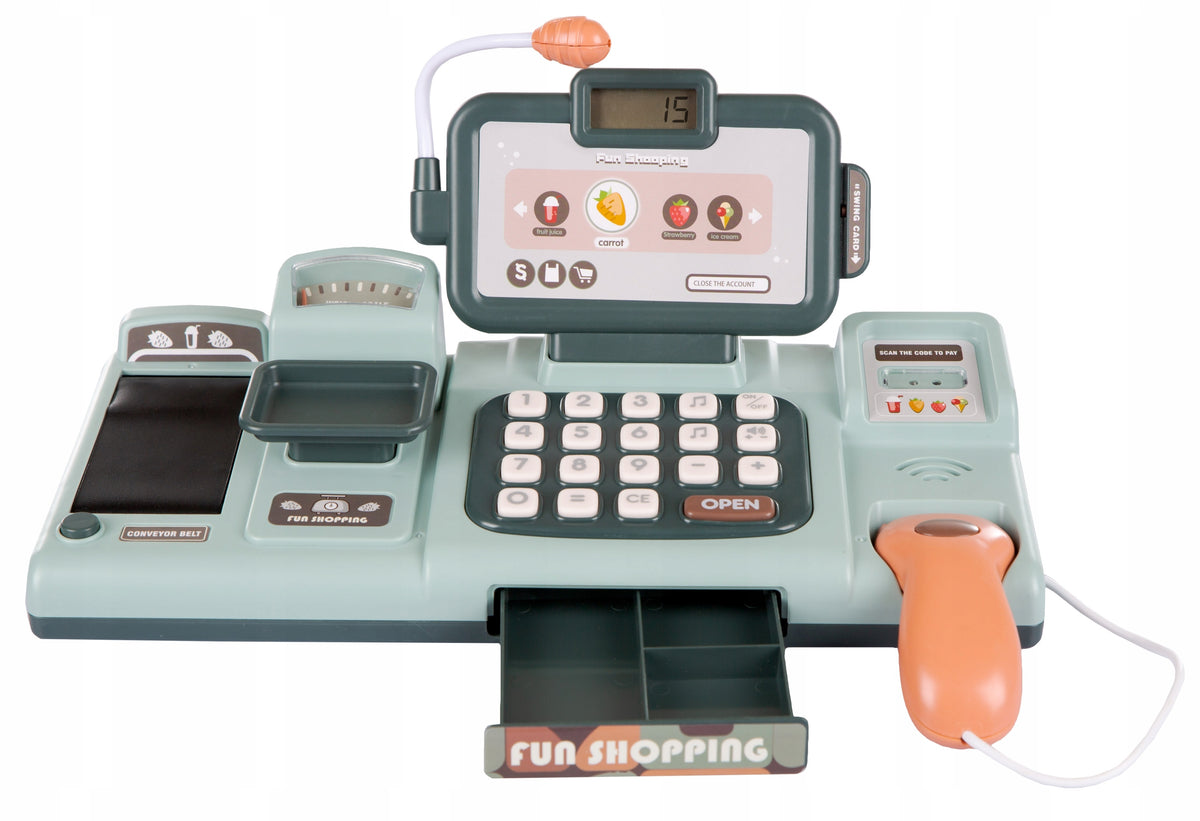 CASH REGISTER SHOP FOR CHILDREN ACCESSORIES BASKET SCALE SCANNER BANKNOTES LCD EAN (GTIN) 5907747600997
