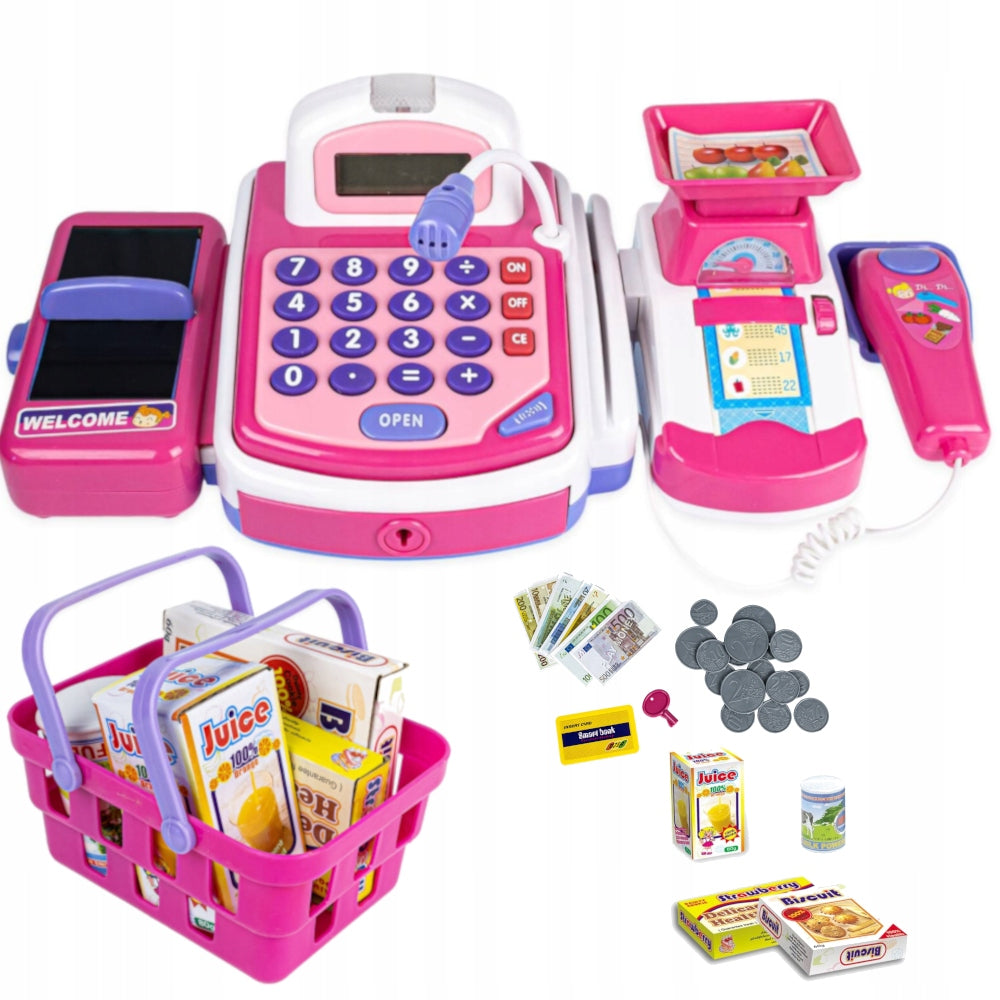 CASH REGISTER SHOP FOR CHILDREN BASKET PRODUCTS TAPE SCANNER COIN WEIGHT