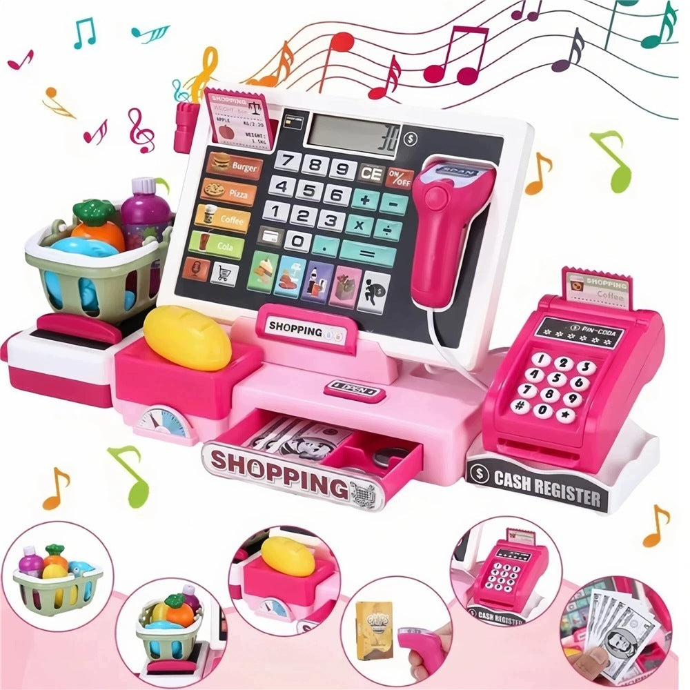 CASH REGISTER SHOP FOR CHILDREN TERMINAL POS CALCULATOR PINK Packaging status original
