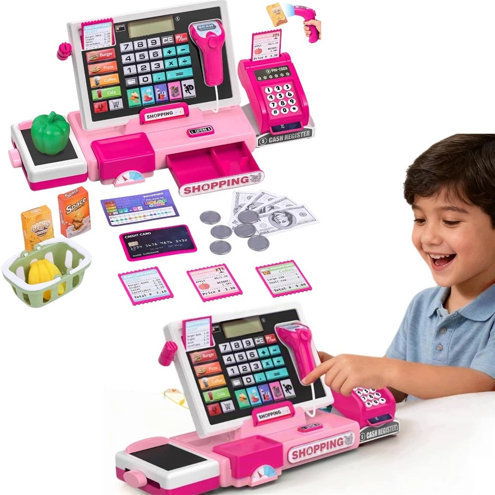 CASH REGISTER SHOP FOR CHILDREN TERMINAL POS CALCULATOR PINK