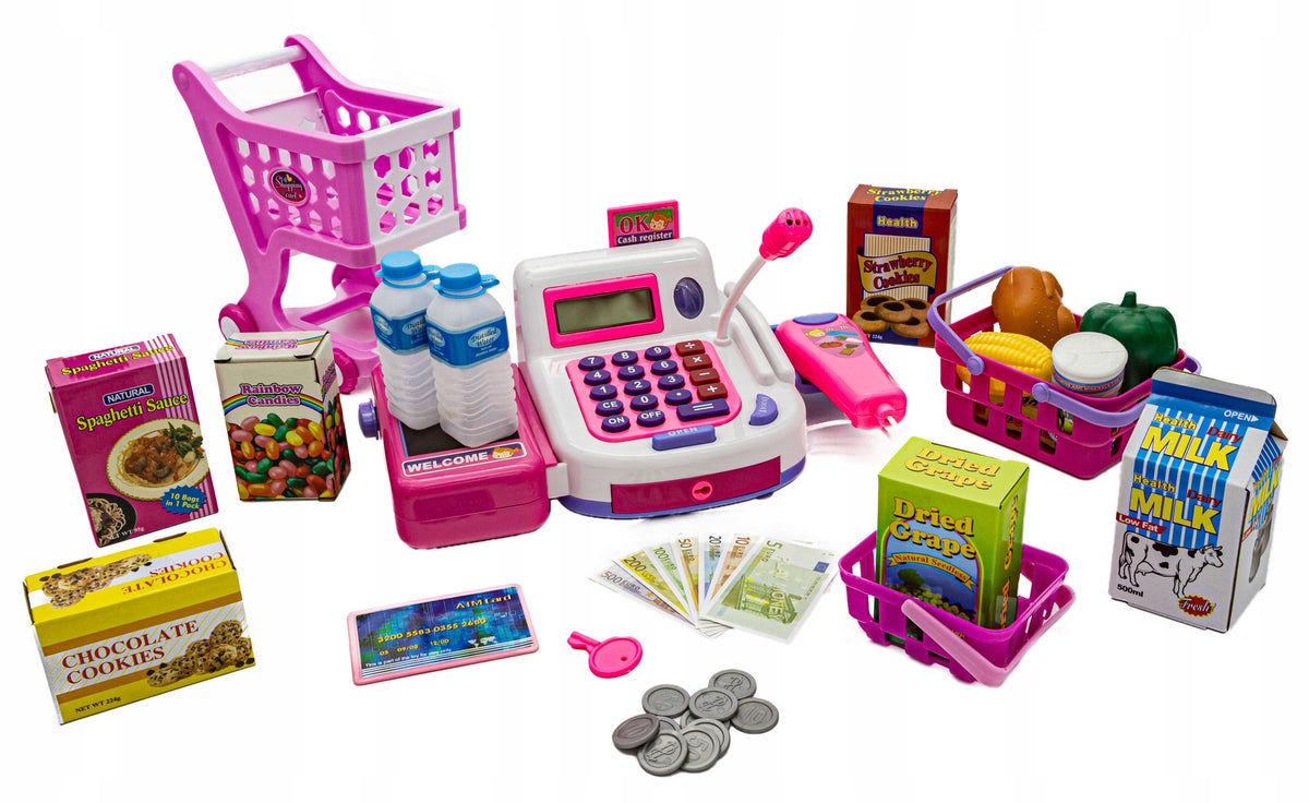 CASH REGISTER SHOP FOR CHILDREN TROLLEY ACCESSORIES Color pink