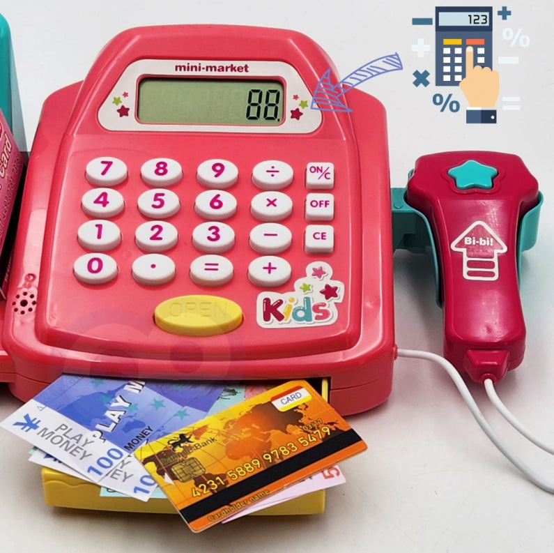 CASH REGISTER SHOP SUPERMARKET SCANNER CALCULATOR STALL ACCESSORIES WOOPIE