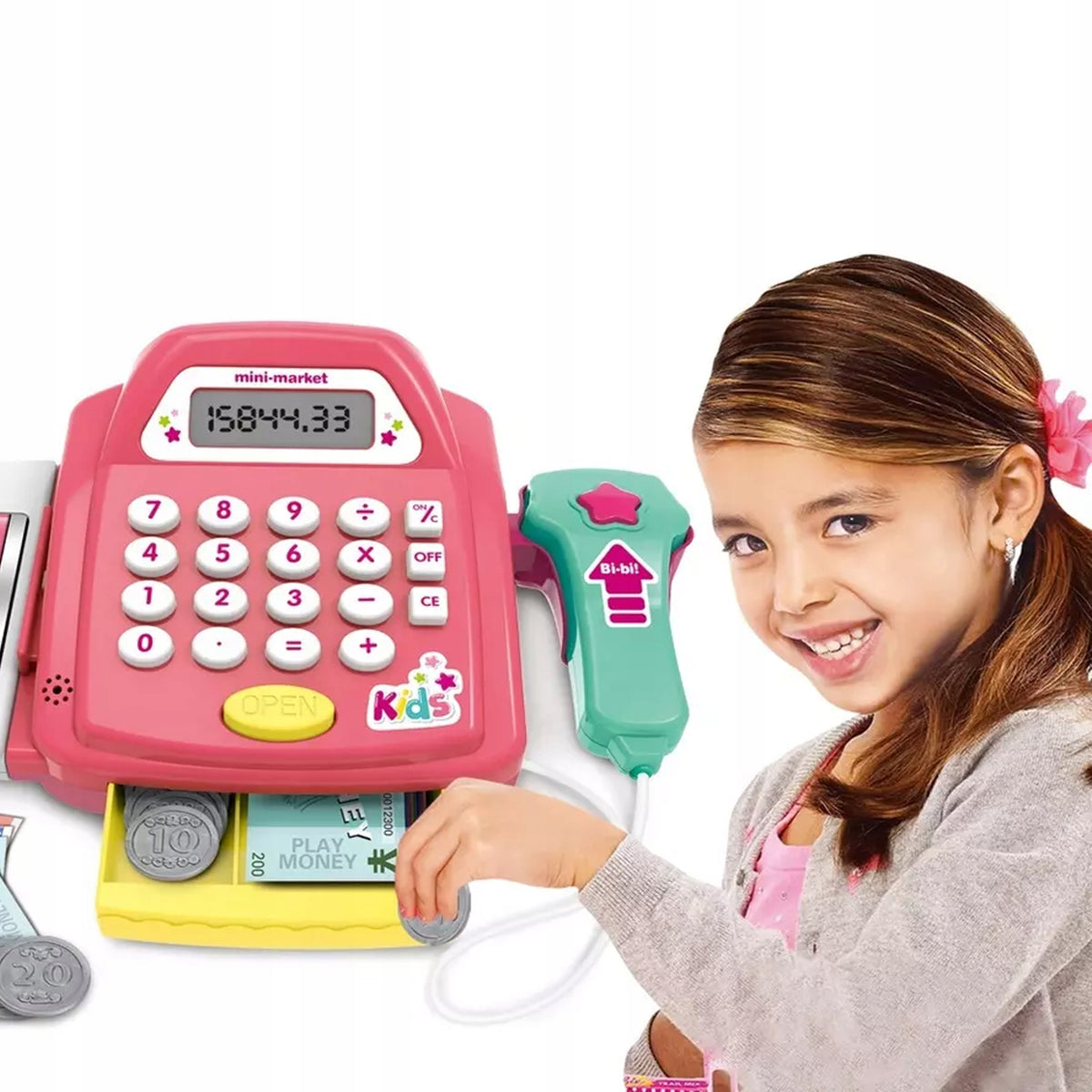 CASH REGISTER TOY CALCULATOR READER SOUND COIN FOR CHILDREN GIFT Packaging status original