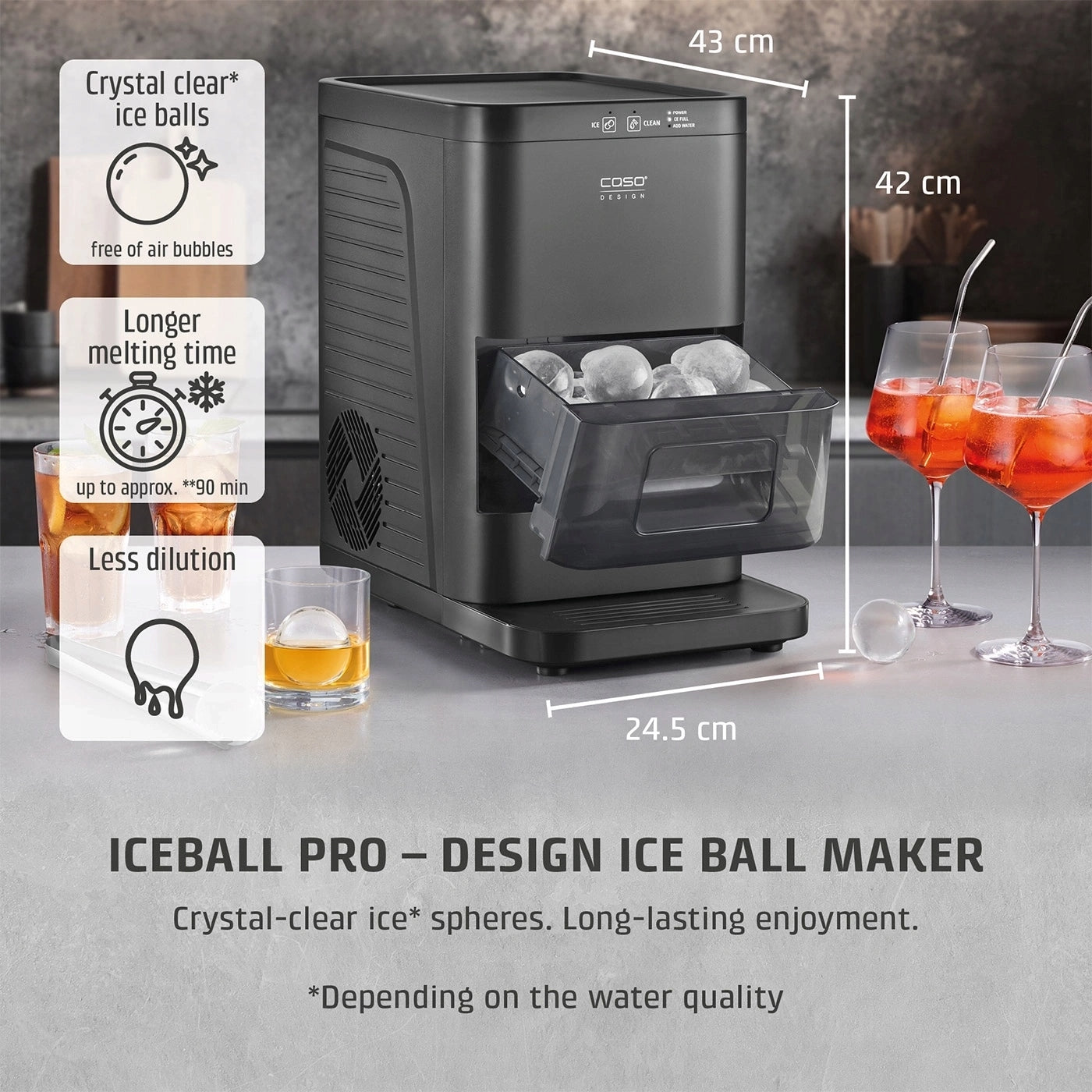 CASO IceBall Pro Ice Maker 50-55 mm 3,6 kg/24h 1,3L 130W Manufacturer code 3404