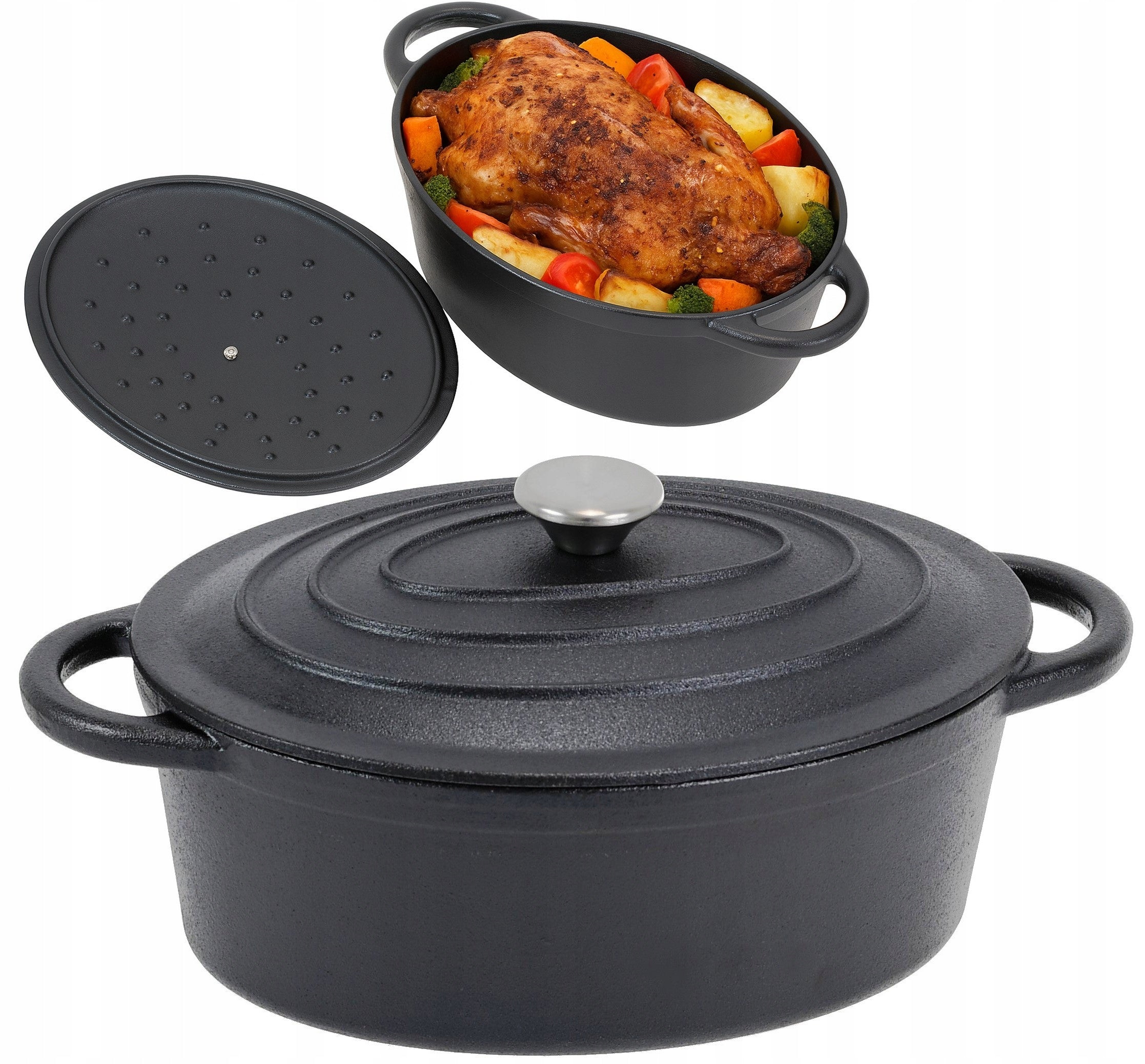 CAST IRON PAN 4,7 L Heavy Deep OVEN FIREPLACE INDUCTION GAS